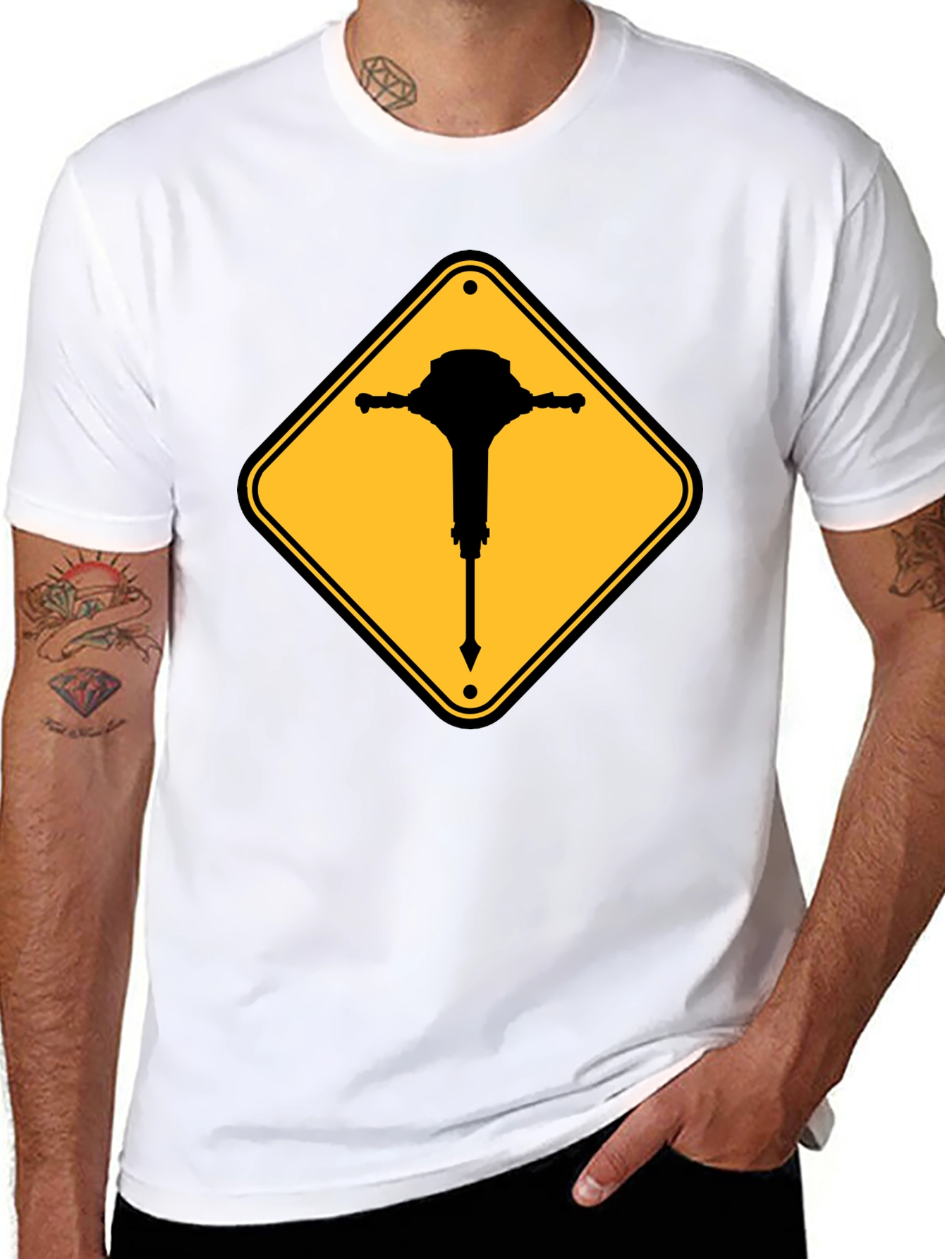 Warning Jackhammer T-Shirt - Construction Zone Tee