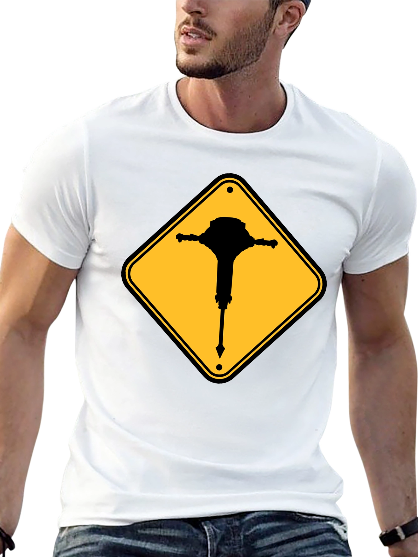 Warning Jackhammer T-Shirt - Construction Zone Tee