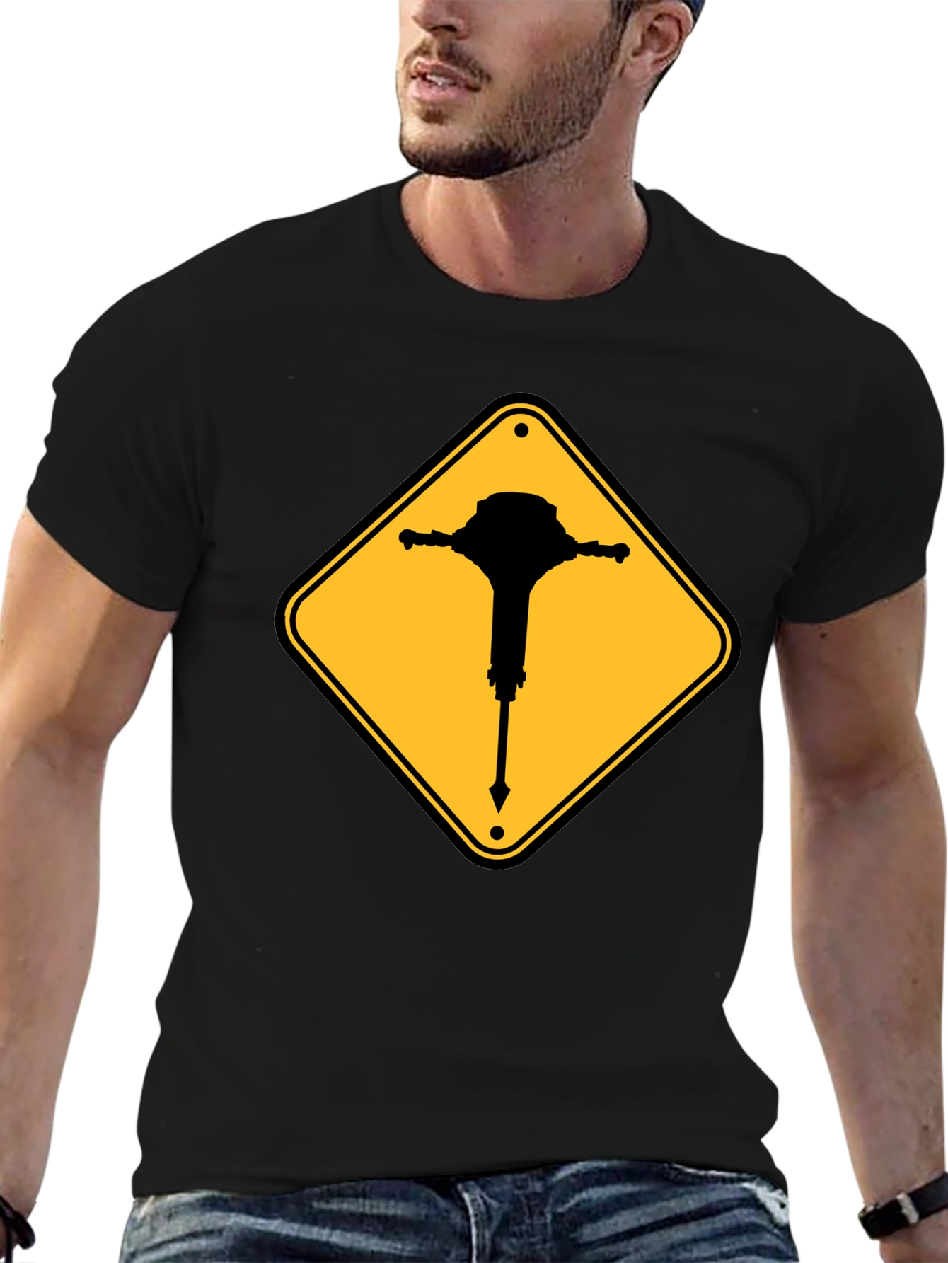 Warning Jackhammer T-Shirt - Construction Zone Tee