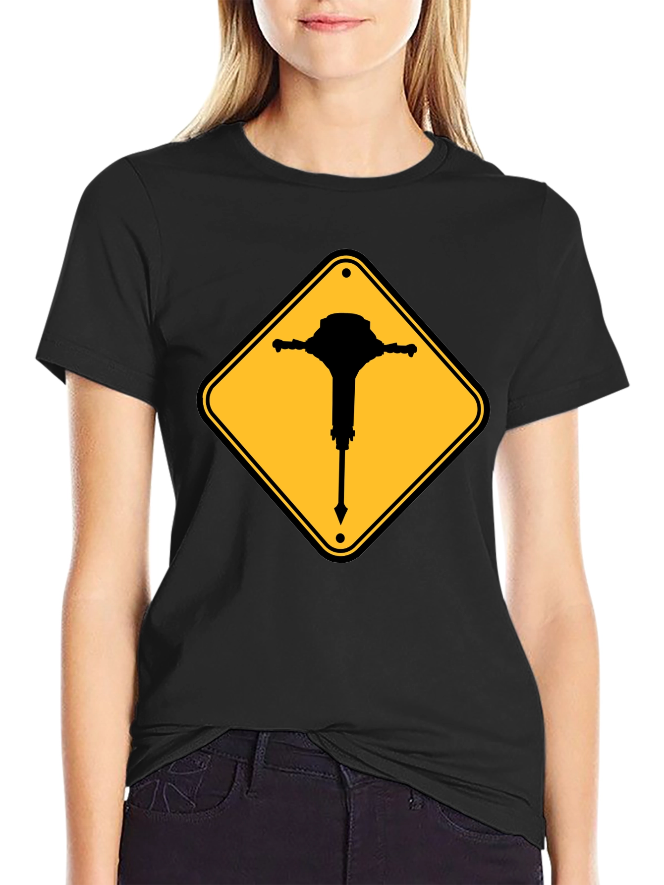 Warning Jackhammer T-Shirt - Construction Zone Tee