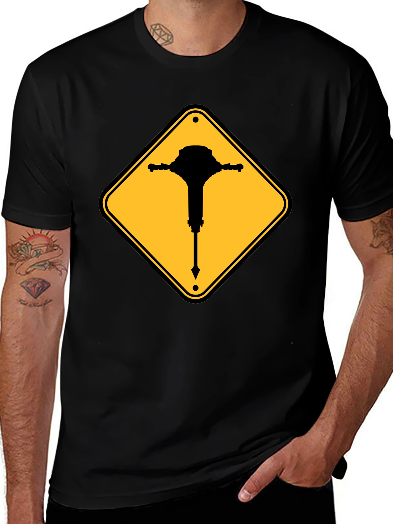 Warning Jackhammer T-Shirt - Construction Zone Tee