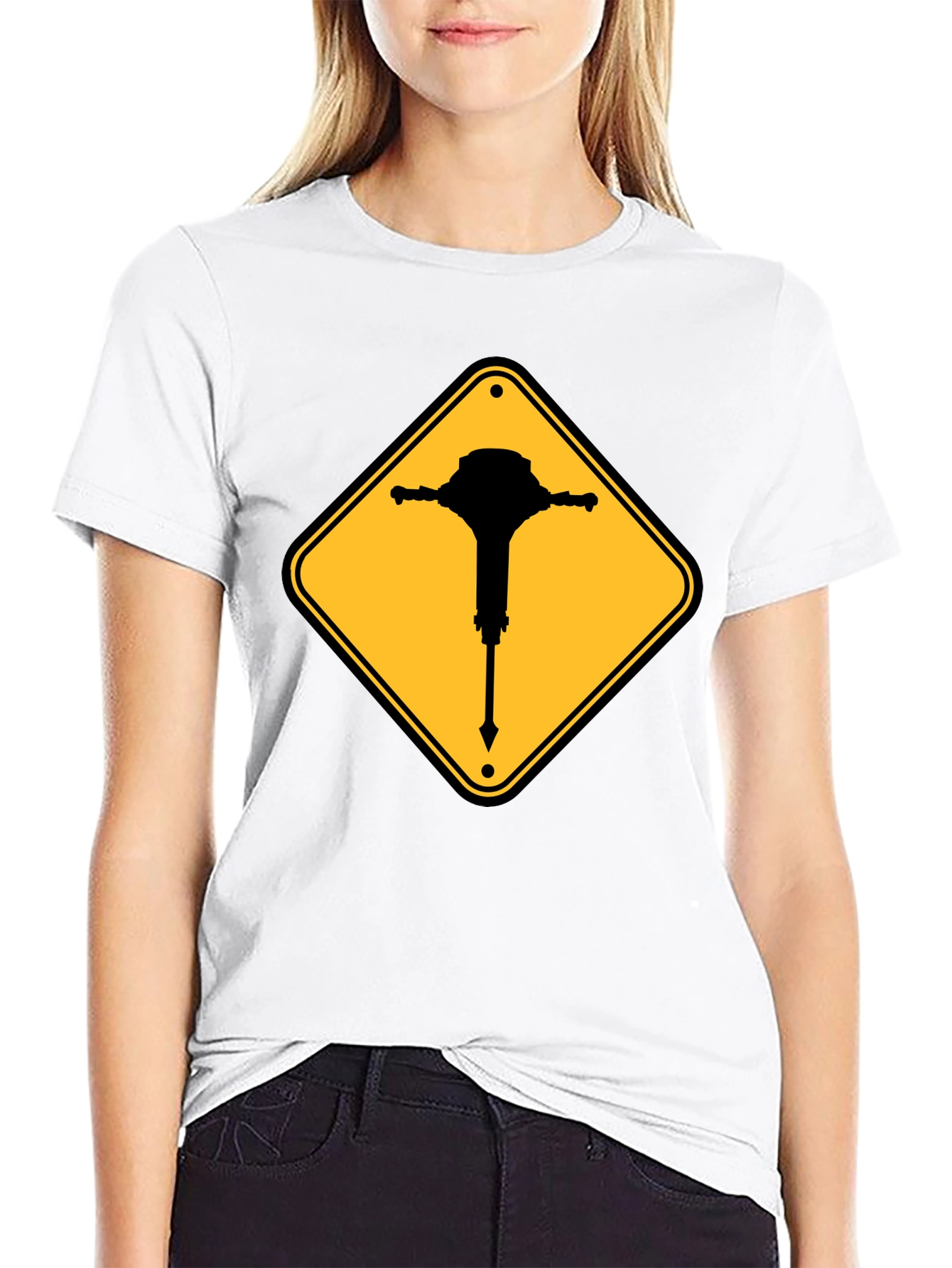 Warning Jackhammer T-Shirt - Construction Zone Tee