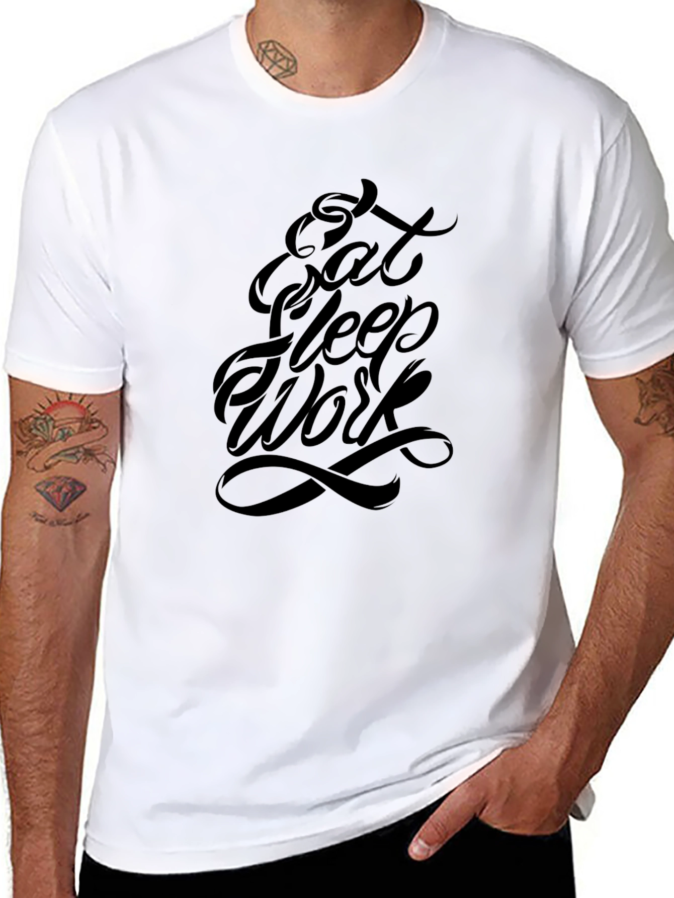 Eat Sleep Work Graphic Tee - Black
