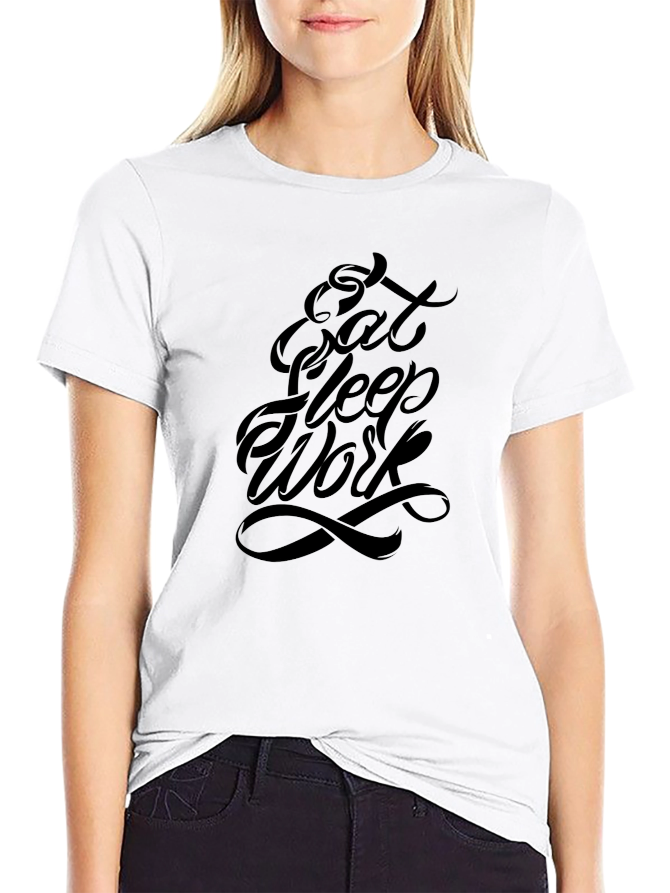 Eat Sleep Work Graphic Tee - Black