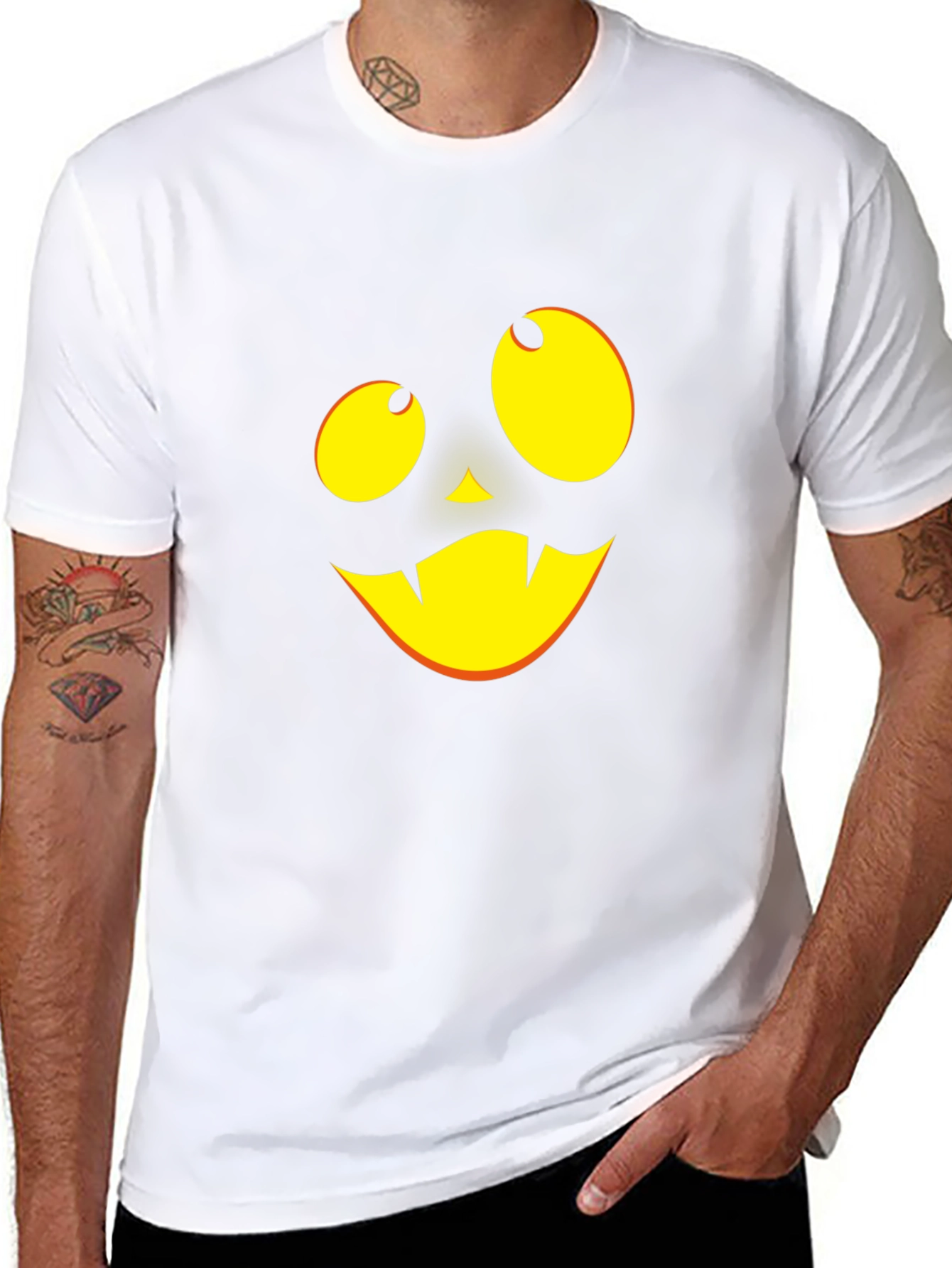Halloween Pumpkin Face Black T-Shirt