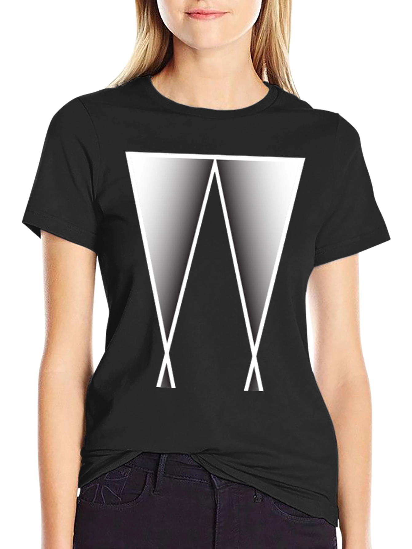 Abstract Triangle Graphic Tee - Modern Black T-Shirt