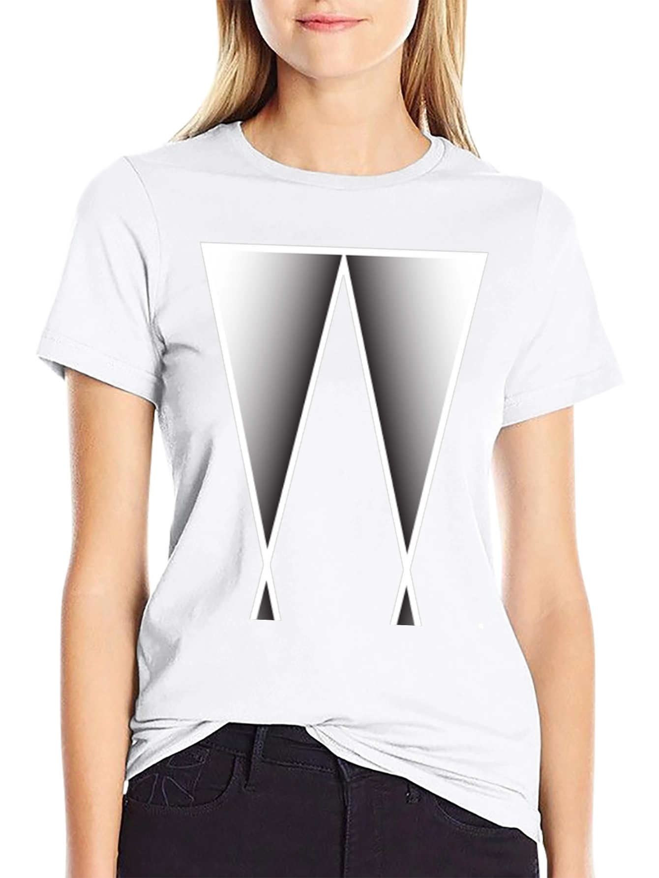 Abstract Triangle Graphic Tee - Modern Black T-Shirt