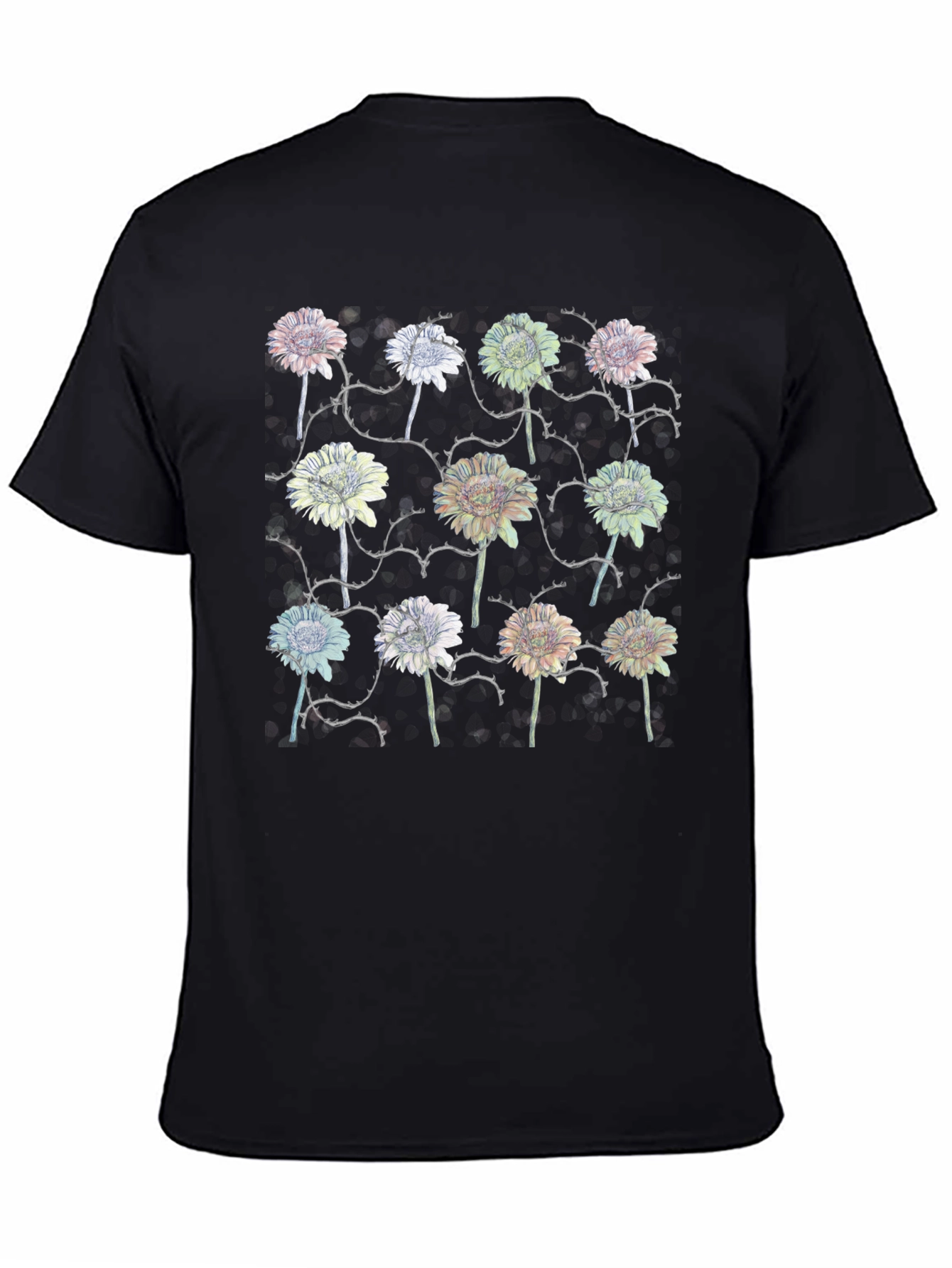 Floral Thorns Black T-Shirt