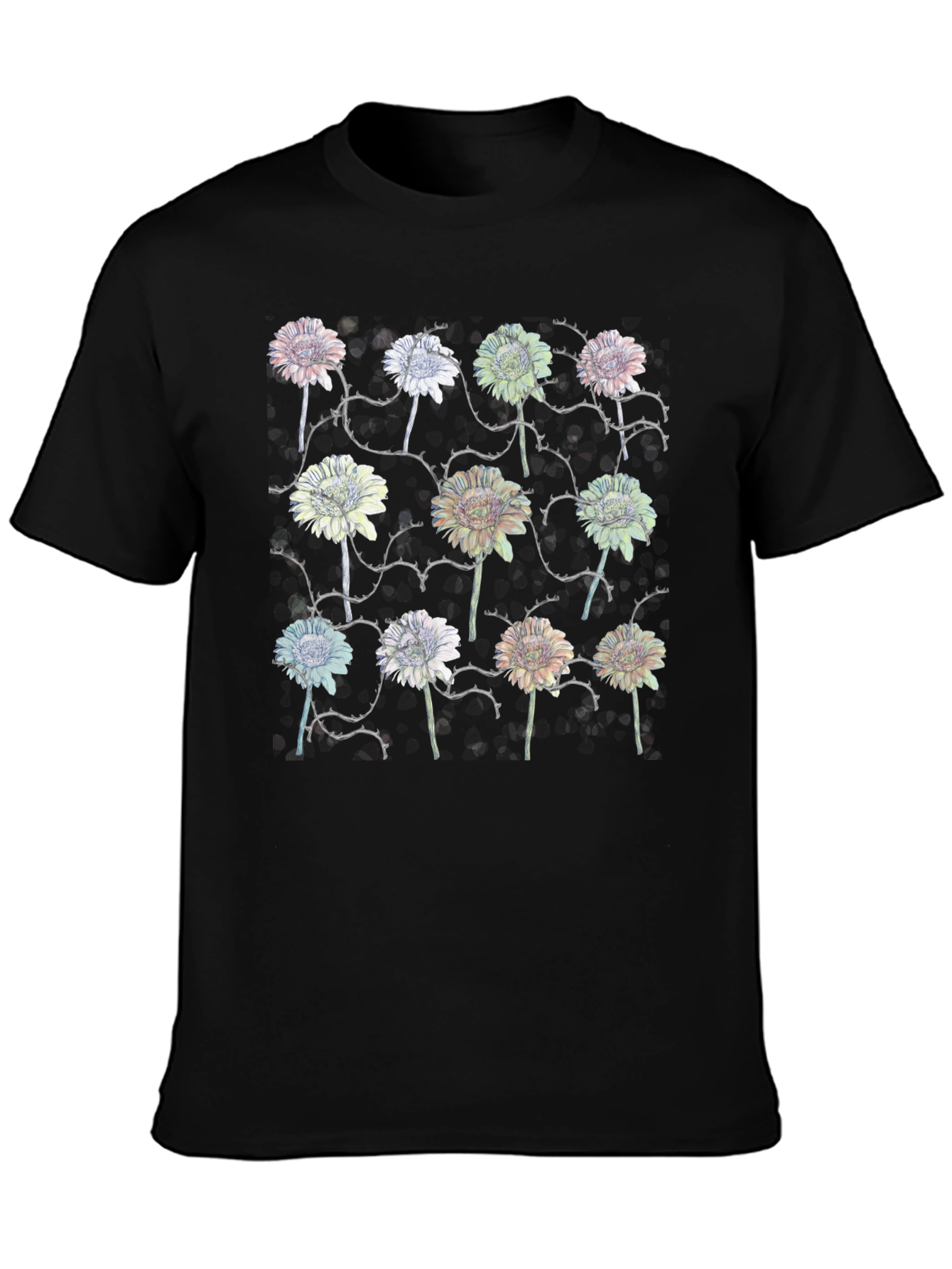 Floral Thorns Black T-Shirt
