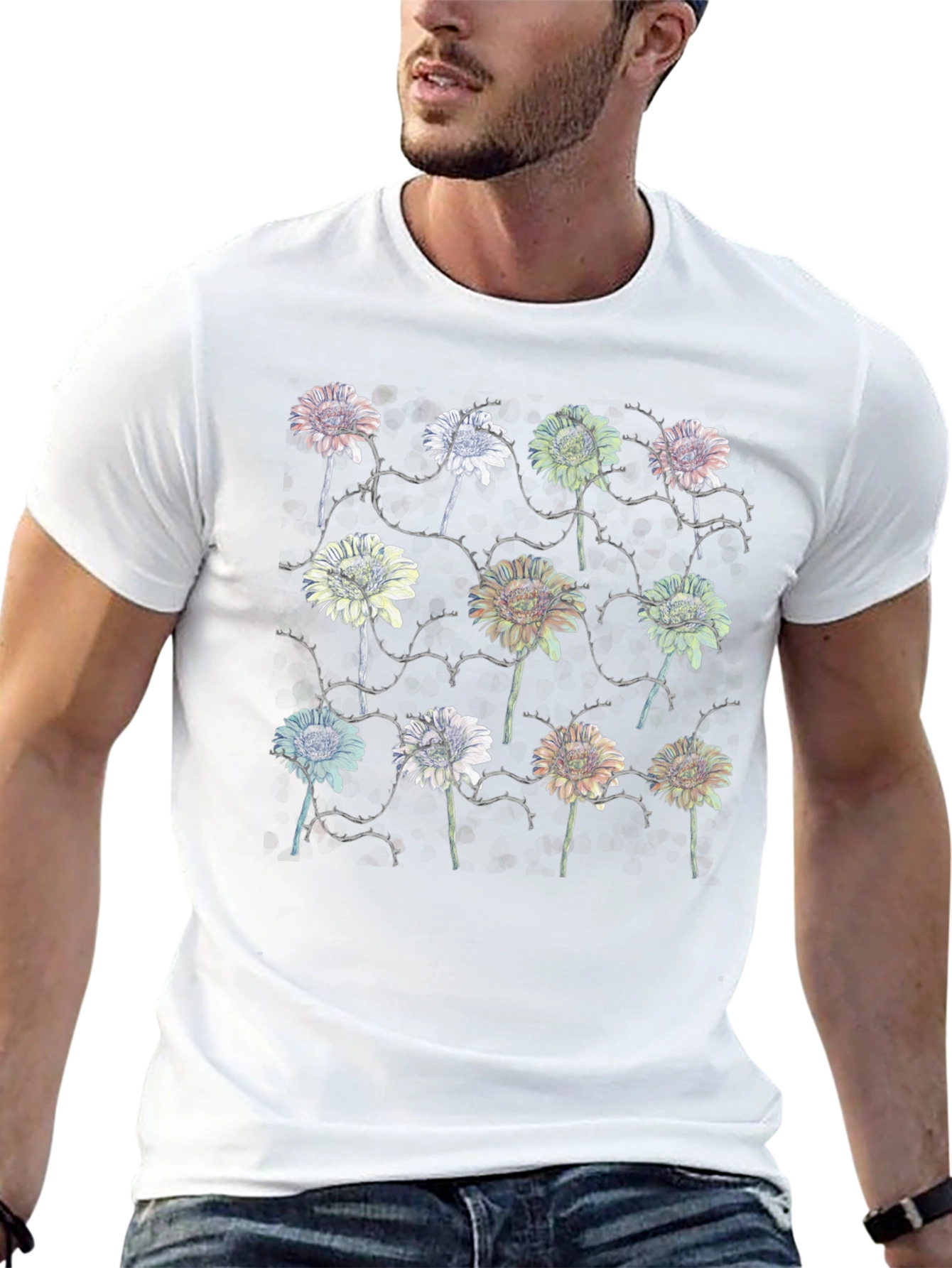 Floral Thorns Black T-Shirt