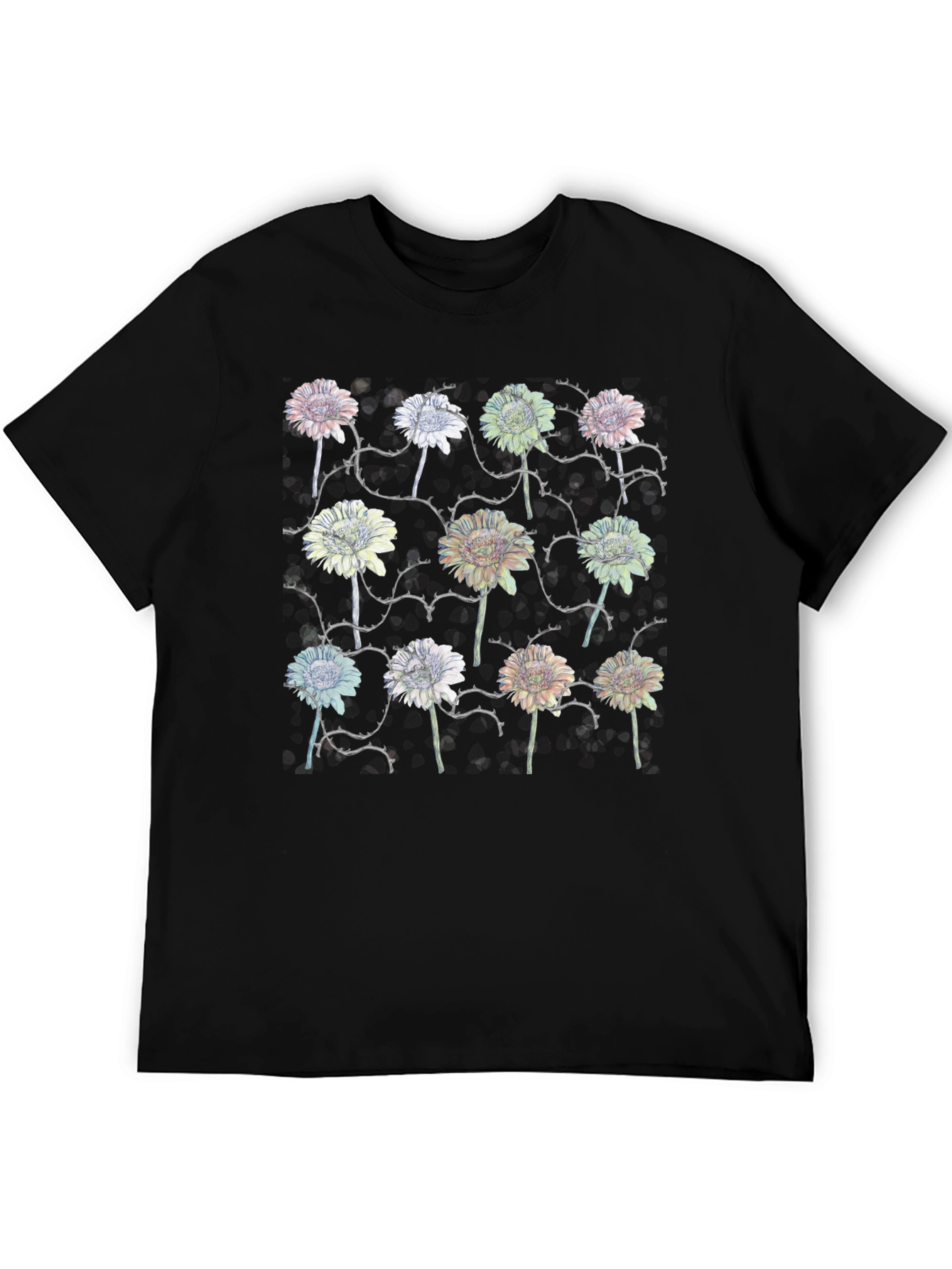 Floral Thorns Black T-Shirt