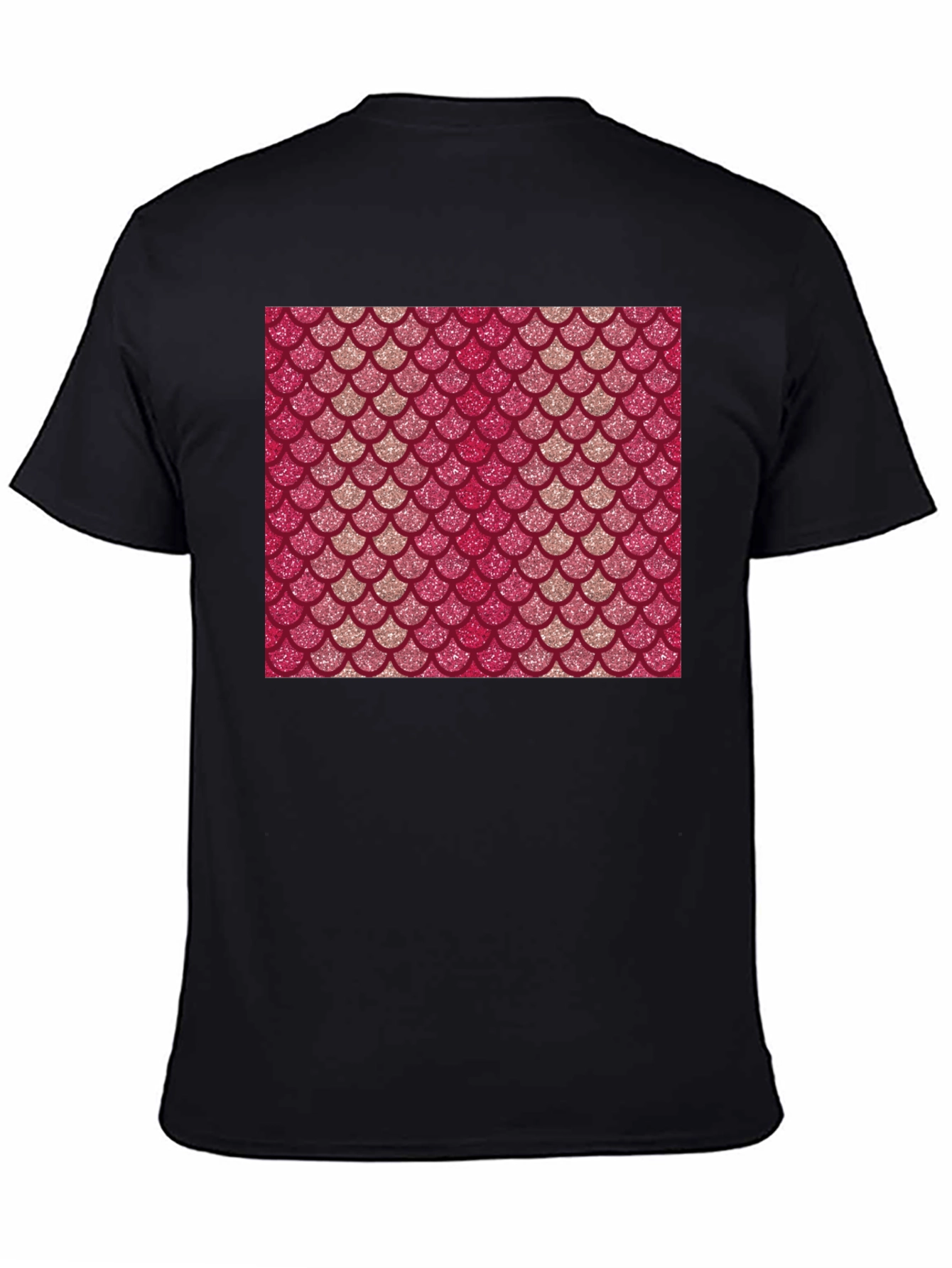 Mermaid Scale Pattern Black T-Shirt