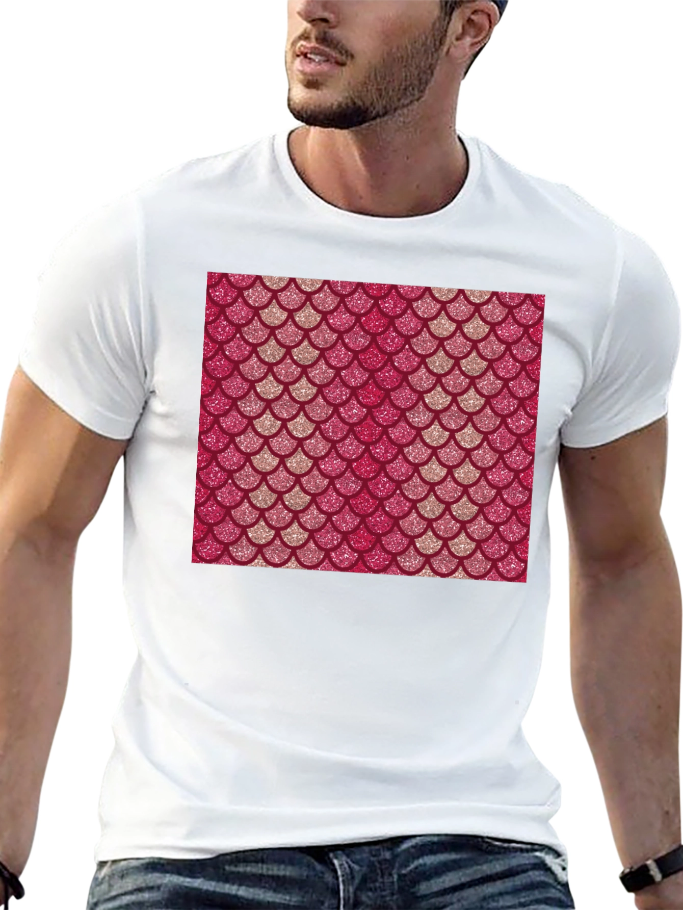 Mermaid Scale Pattern Black T-Shirt