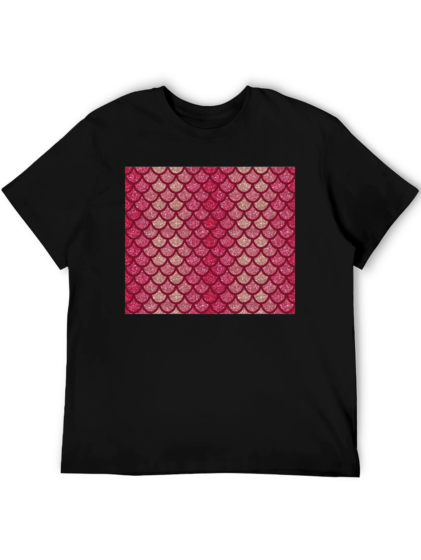 Mermaid Scale Pattern Black T-Shirt