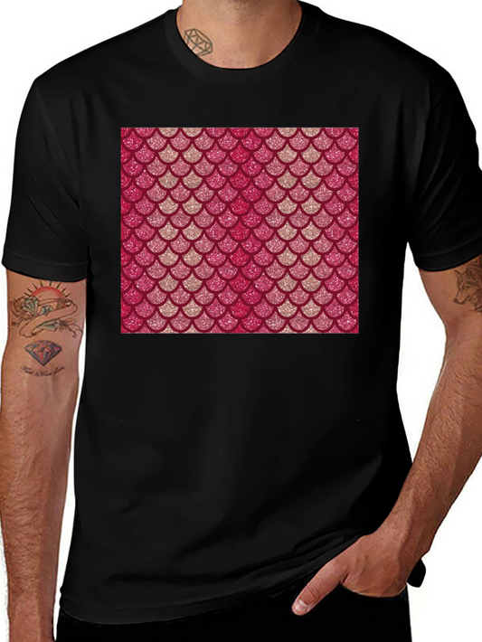 Mermaid Scale Pattern Black T-Shirt
