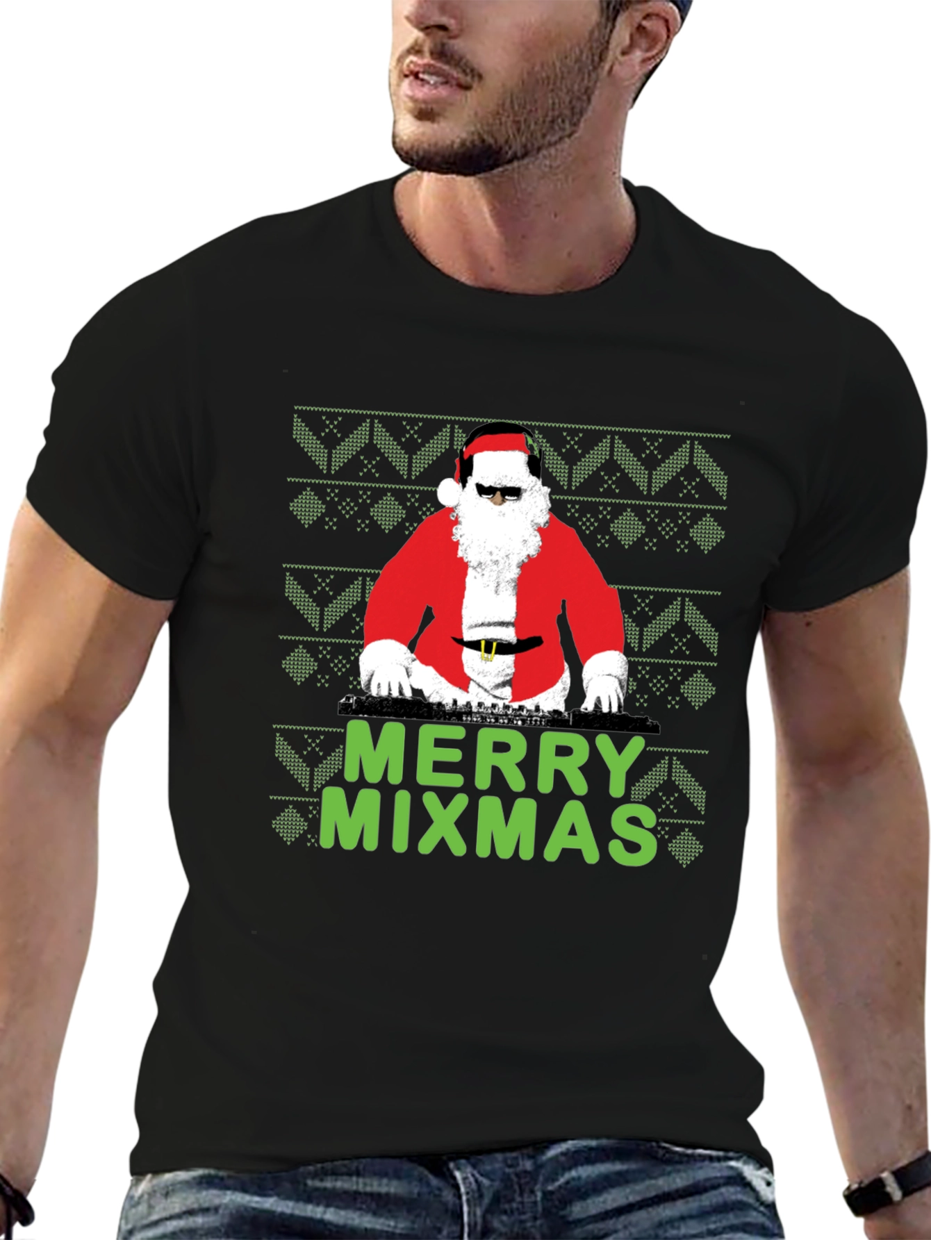 Merry Mixmas DJ Santa T-Shirt - Holiday Party