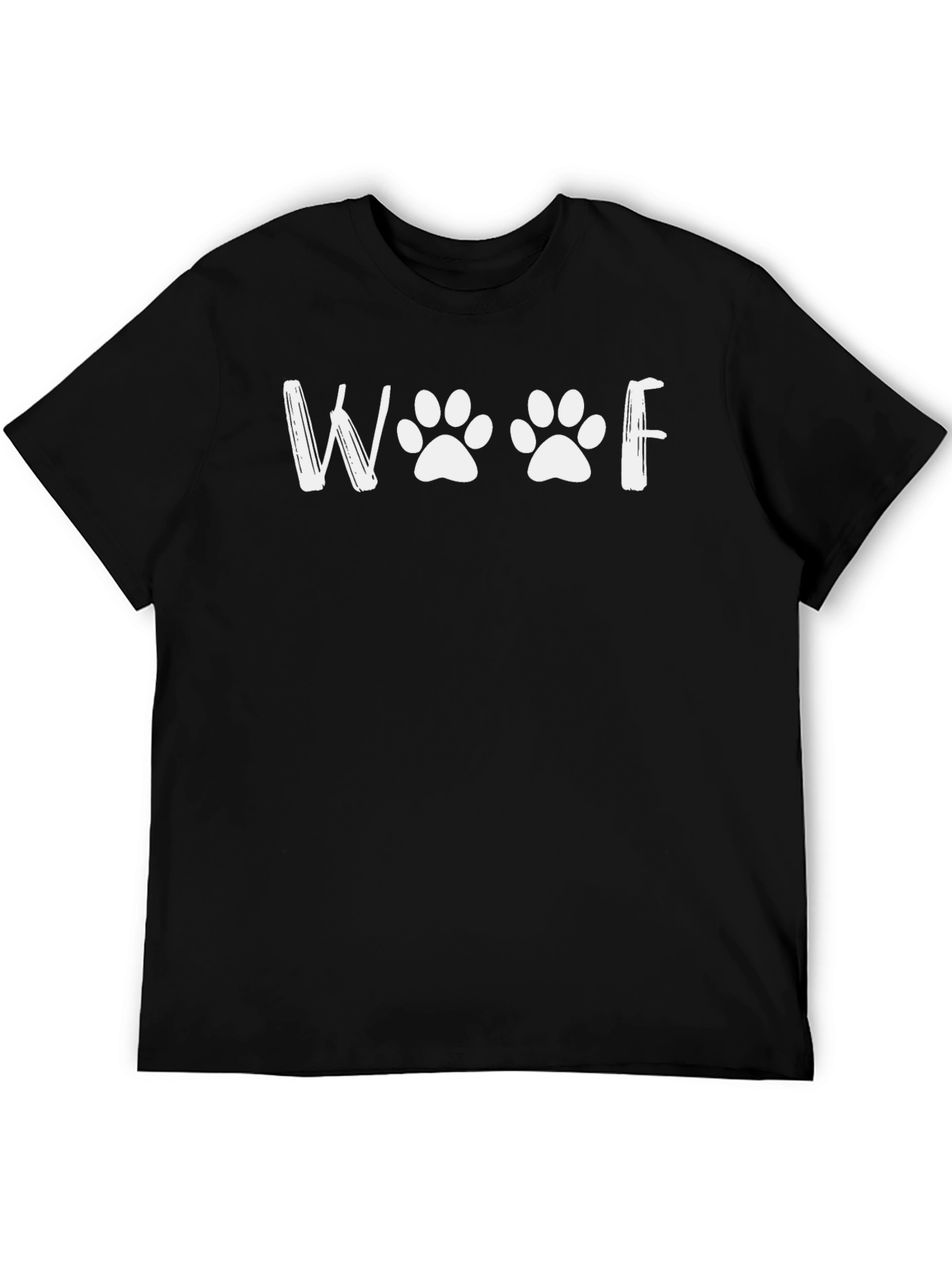 Woof Paw Print Graphic Tee - Black Unisex T-Shirt