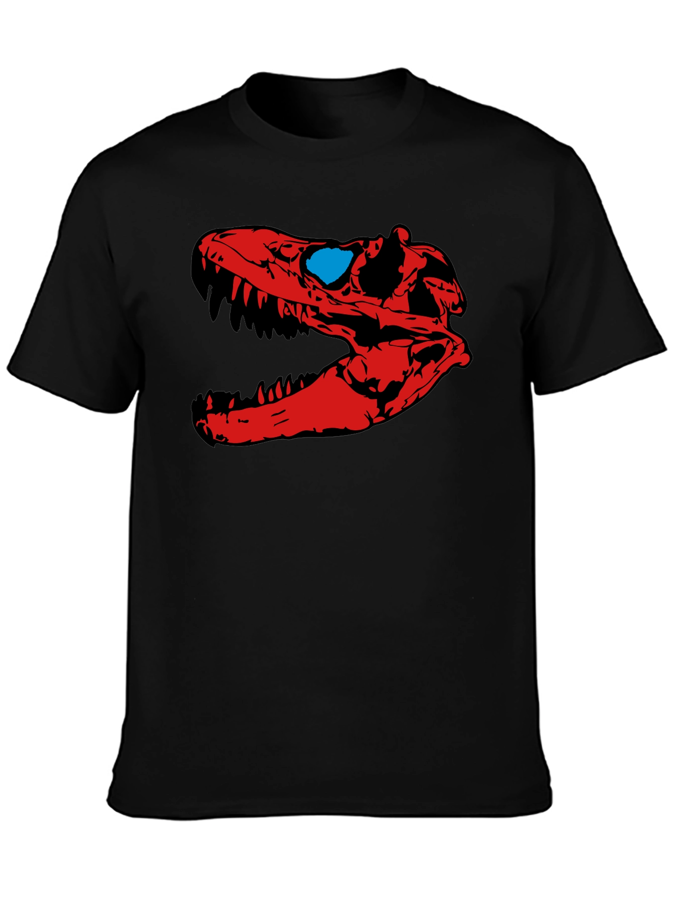 Dino Skull Graphic Tee - Red & Blue Design
