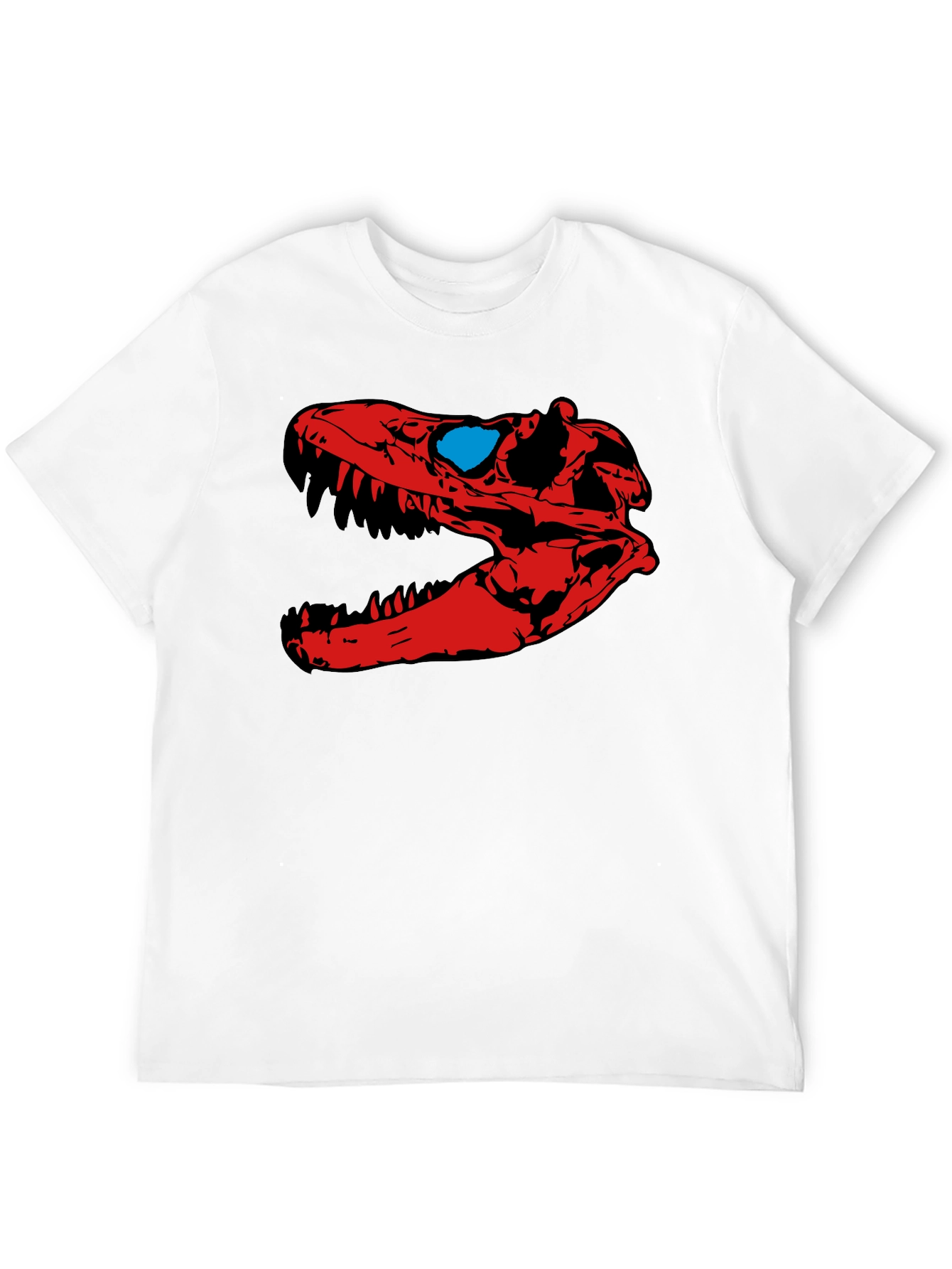 Dino Skull Graphic Tee - Red & Blue Design