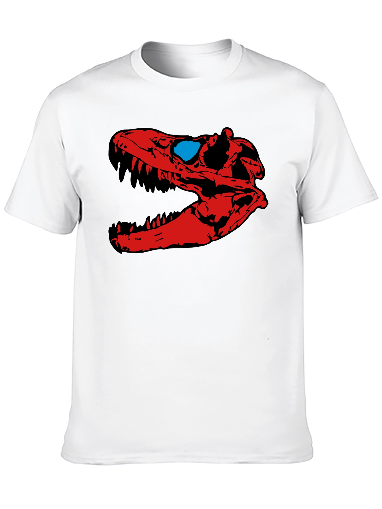 Dino Skull Graphic Tee - Red & Blue Design