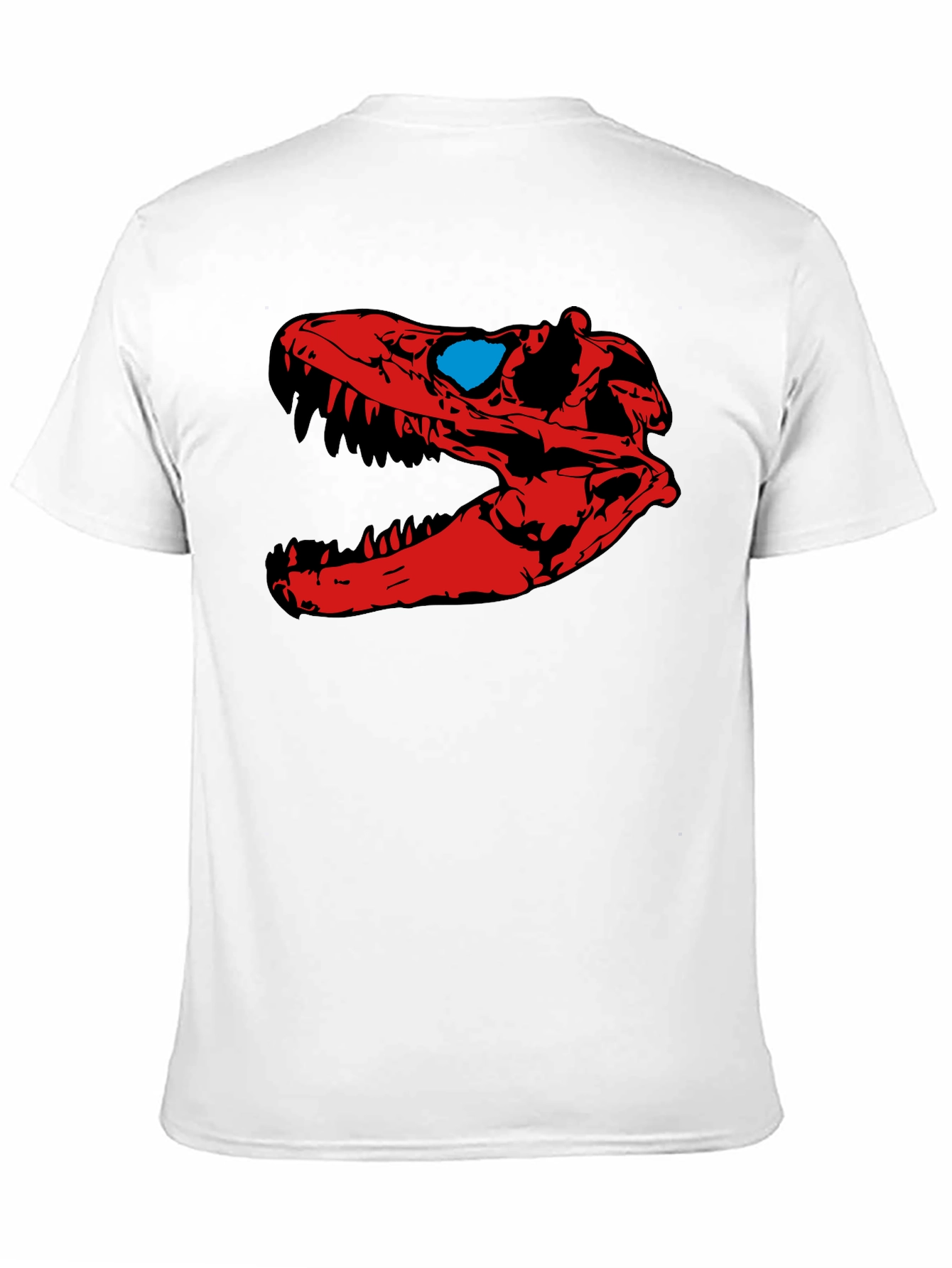 Dino Skull Graphic Tee - Red & Blue Design