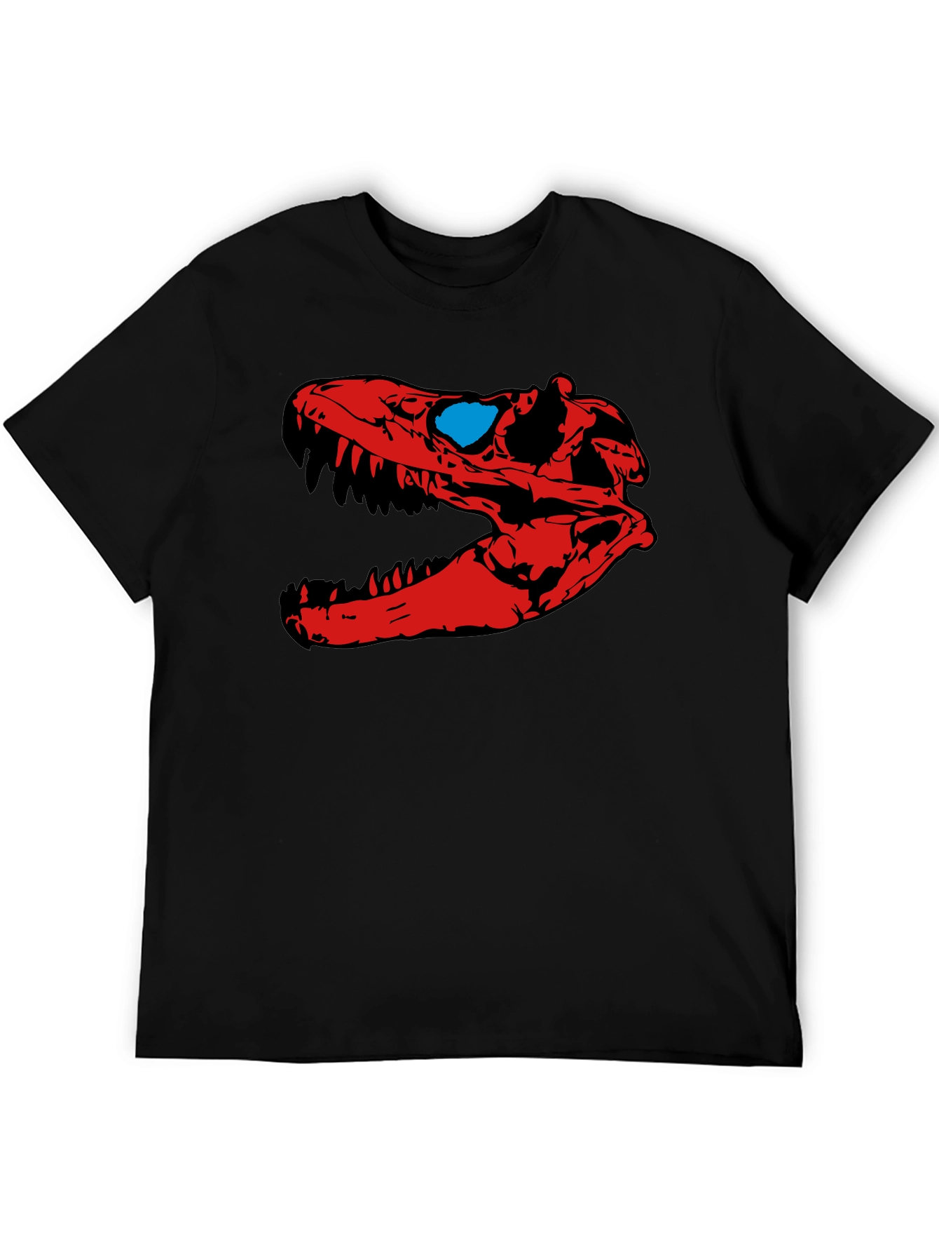 Dino Skull Graphic Tee - Red & Blue Design
