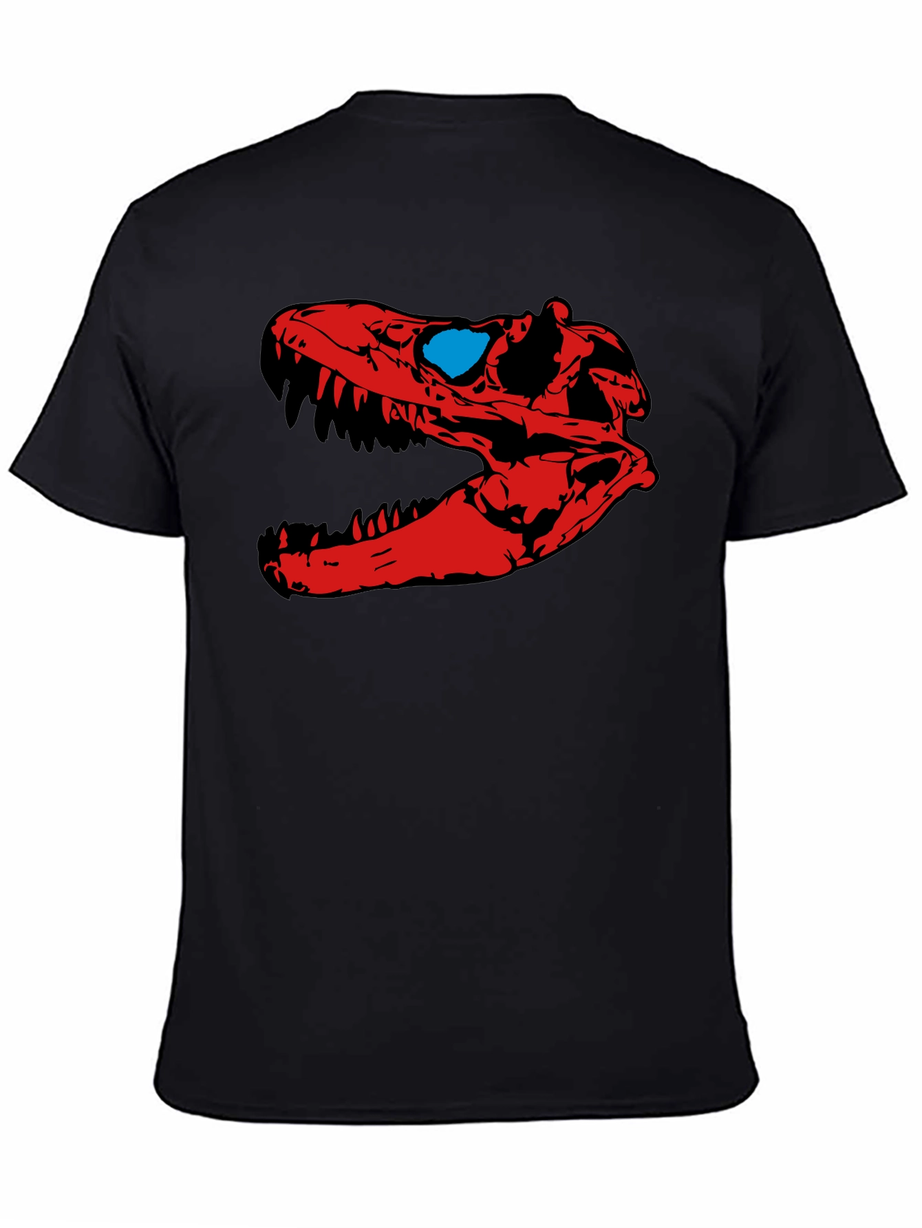 Dino Skull Graphic Tee - Red & Blue Design