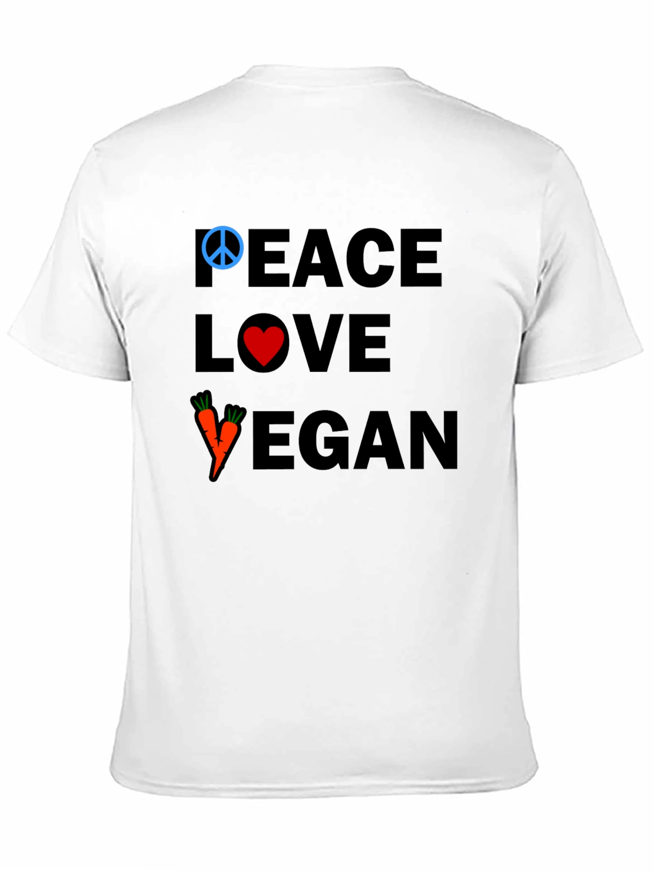 Peace Love Vegan T-Shirt - Black Cotton Tee