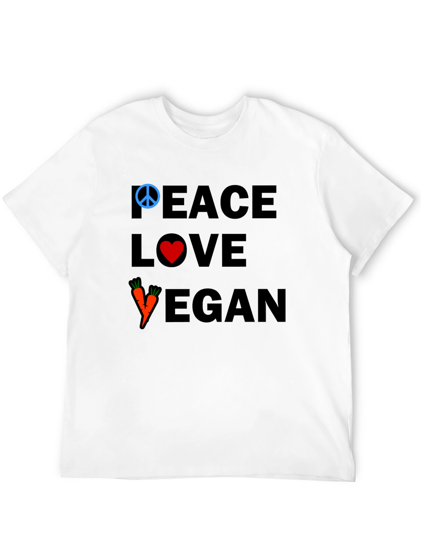 Peace Love Vegan T-Shirt - Black Cotton Tee