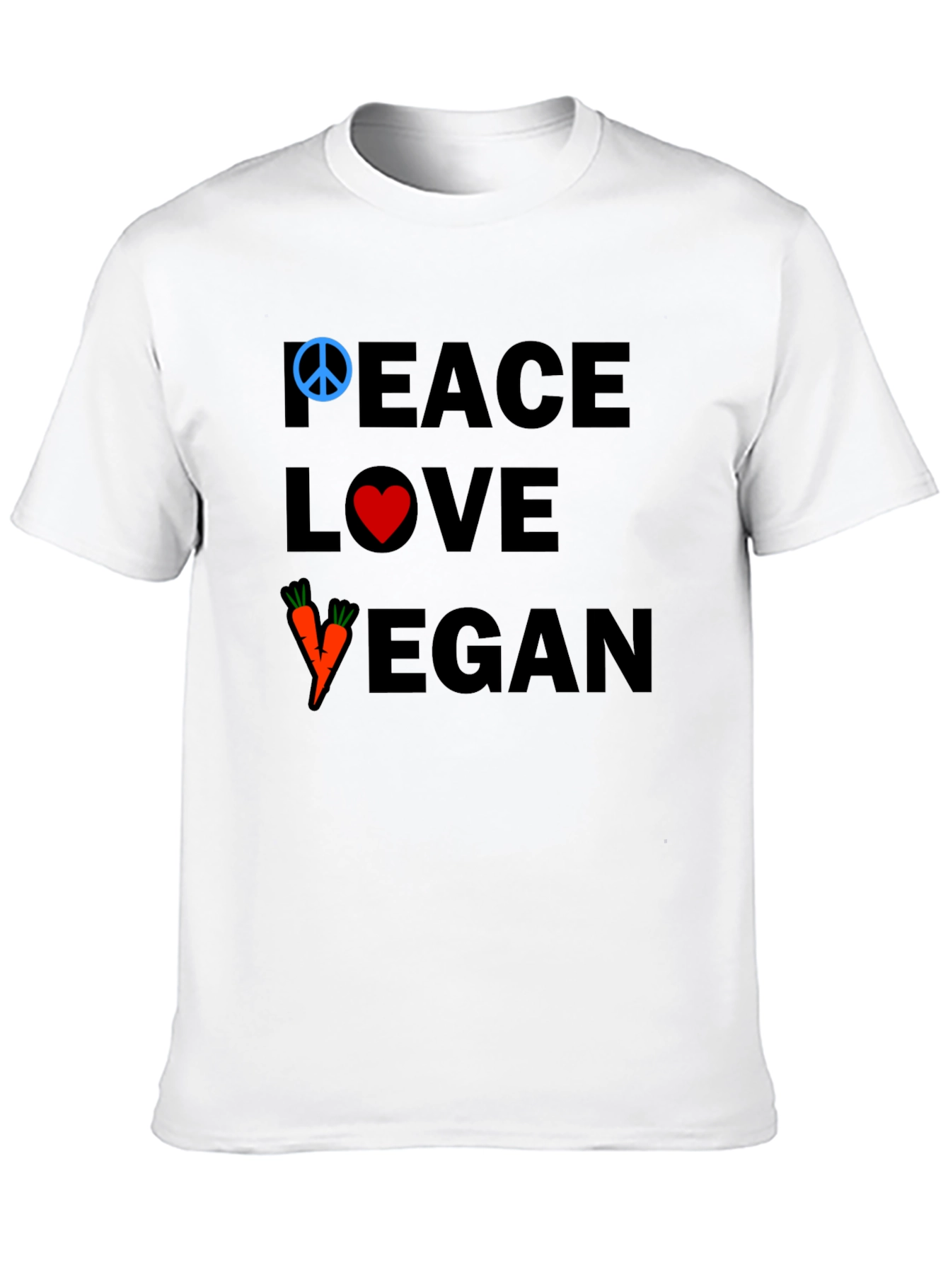 Peace Love Vegan T-Shirt - Black Cotton Tee