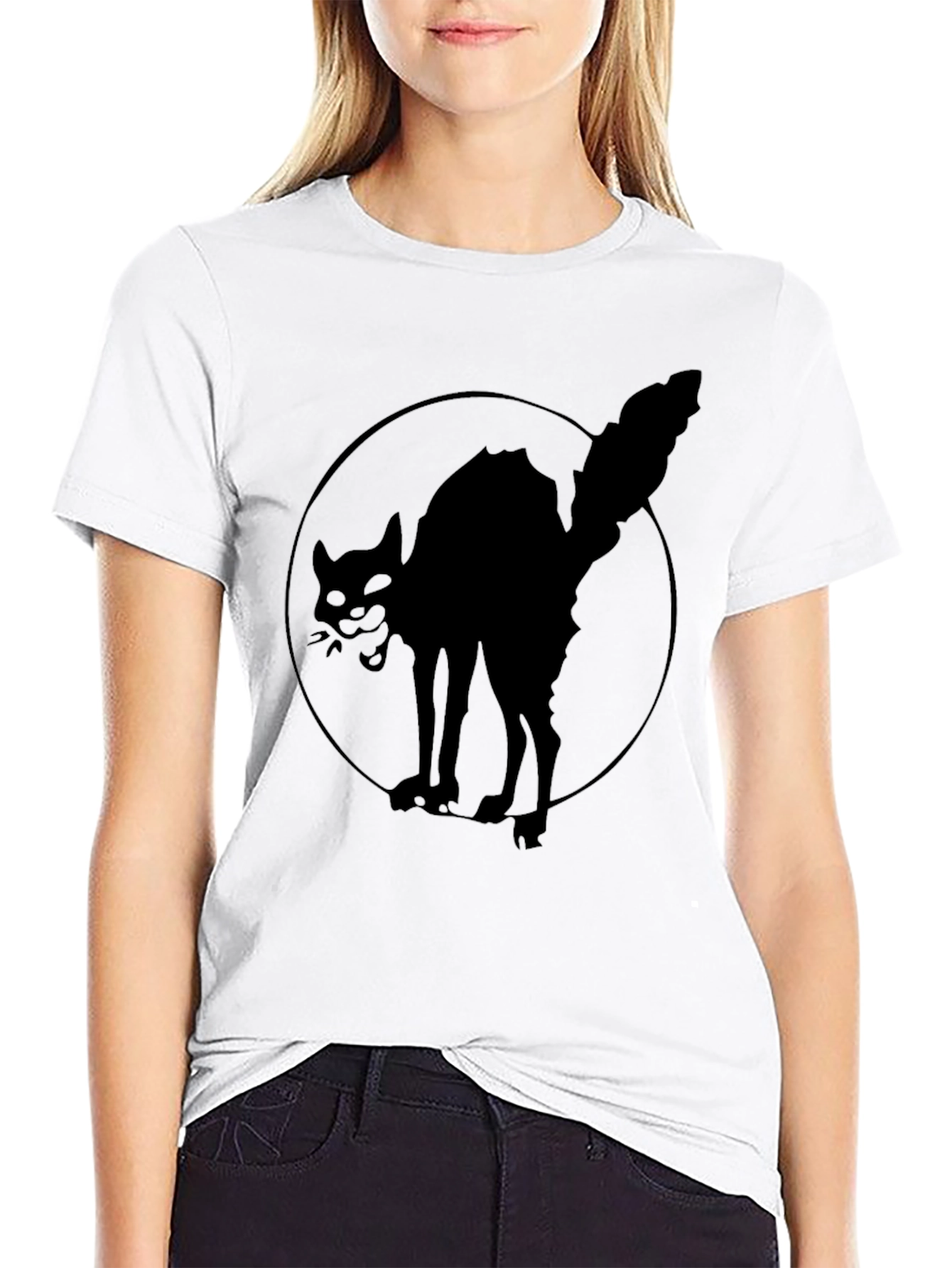 Black Cat Graphic T-Shirt - Mens Crew Neck Tee