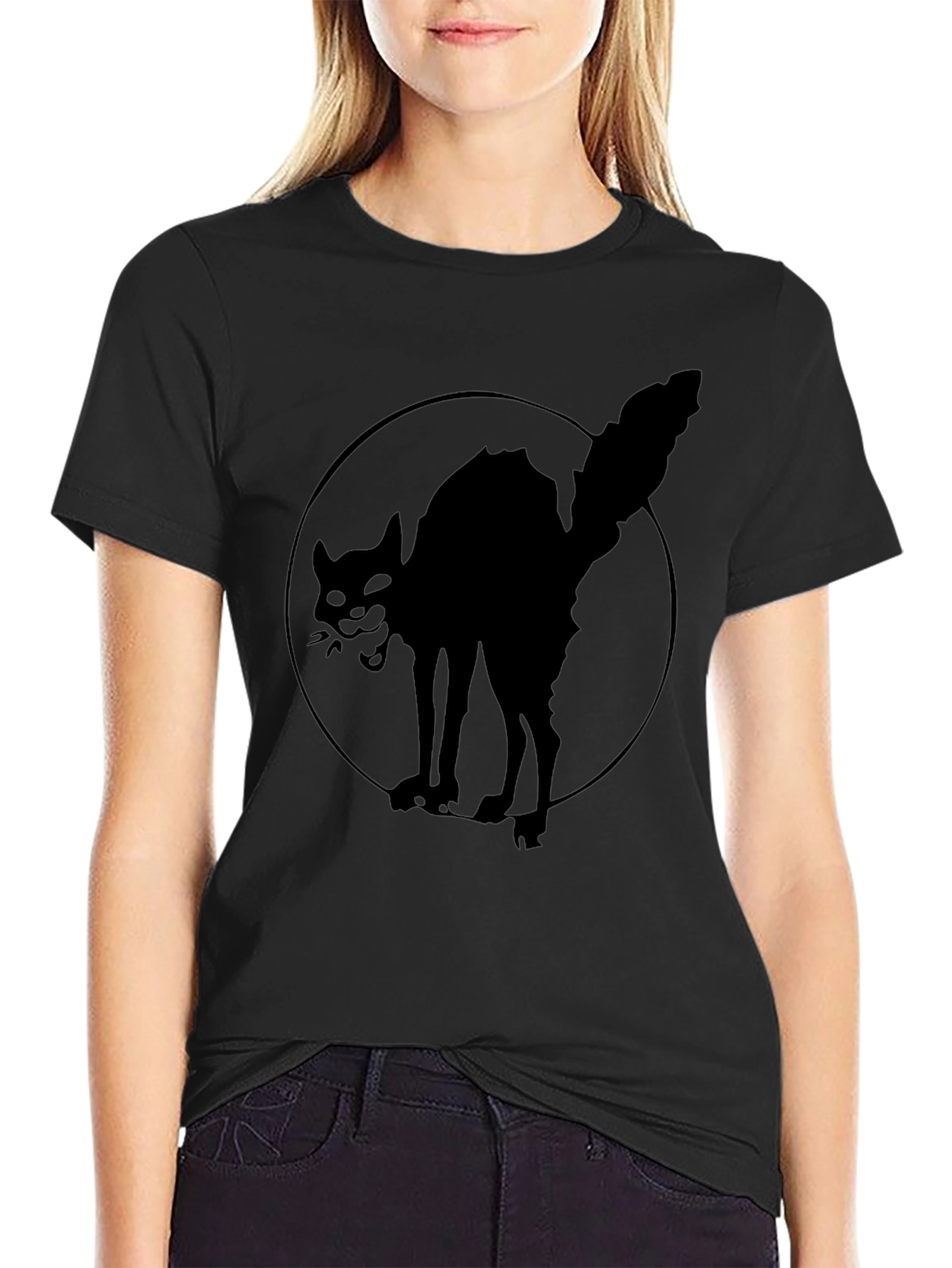 Black Cat Graphic T-Shirt - Mens Crew Neck Tee