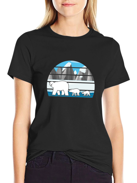 Polar Bear Family Graphic Tee - Black