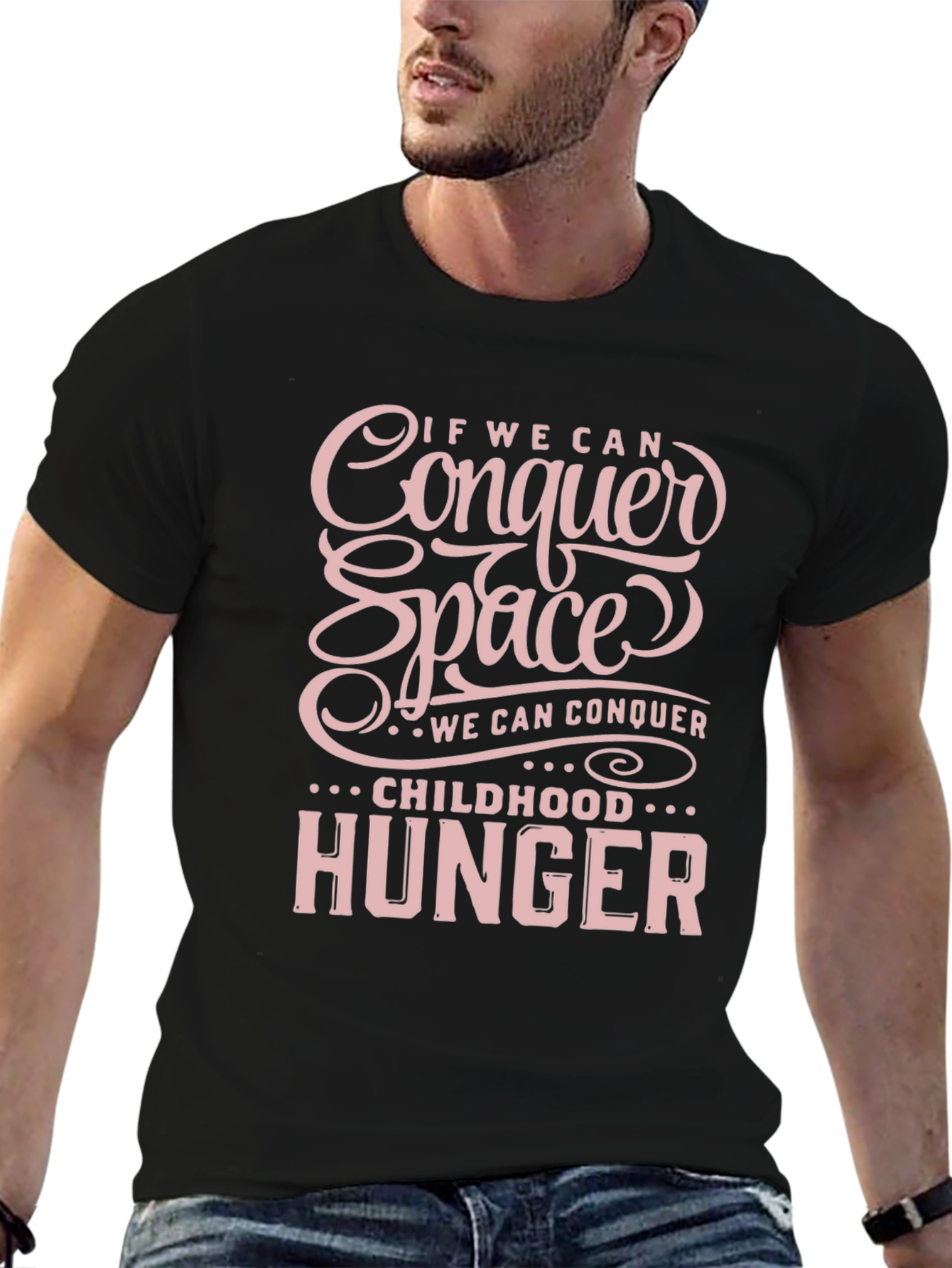 Conquer Space Childhood Hunger Black T-Shirt