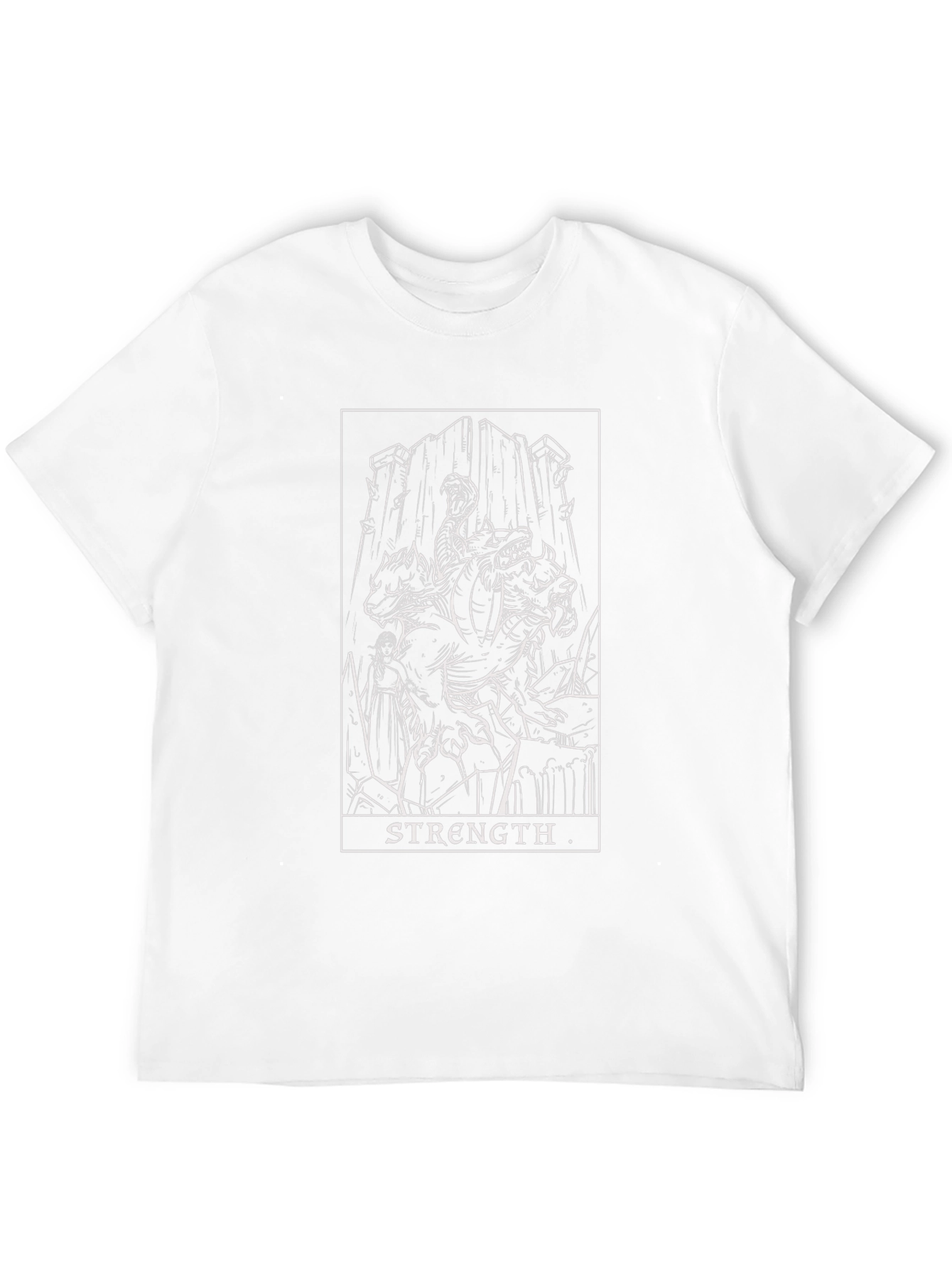Strength Tarot Card Graphic Print Black T-Shirt