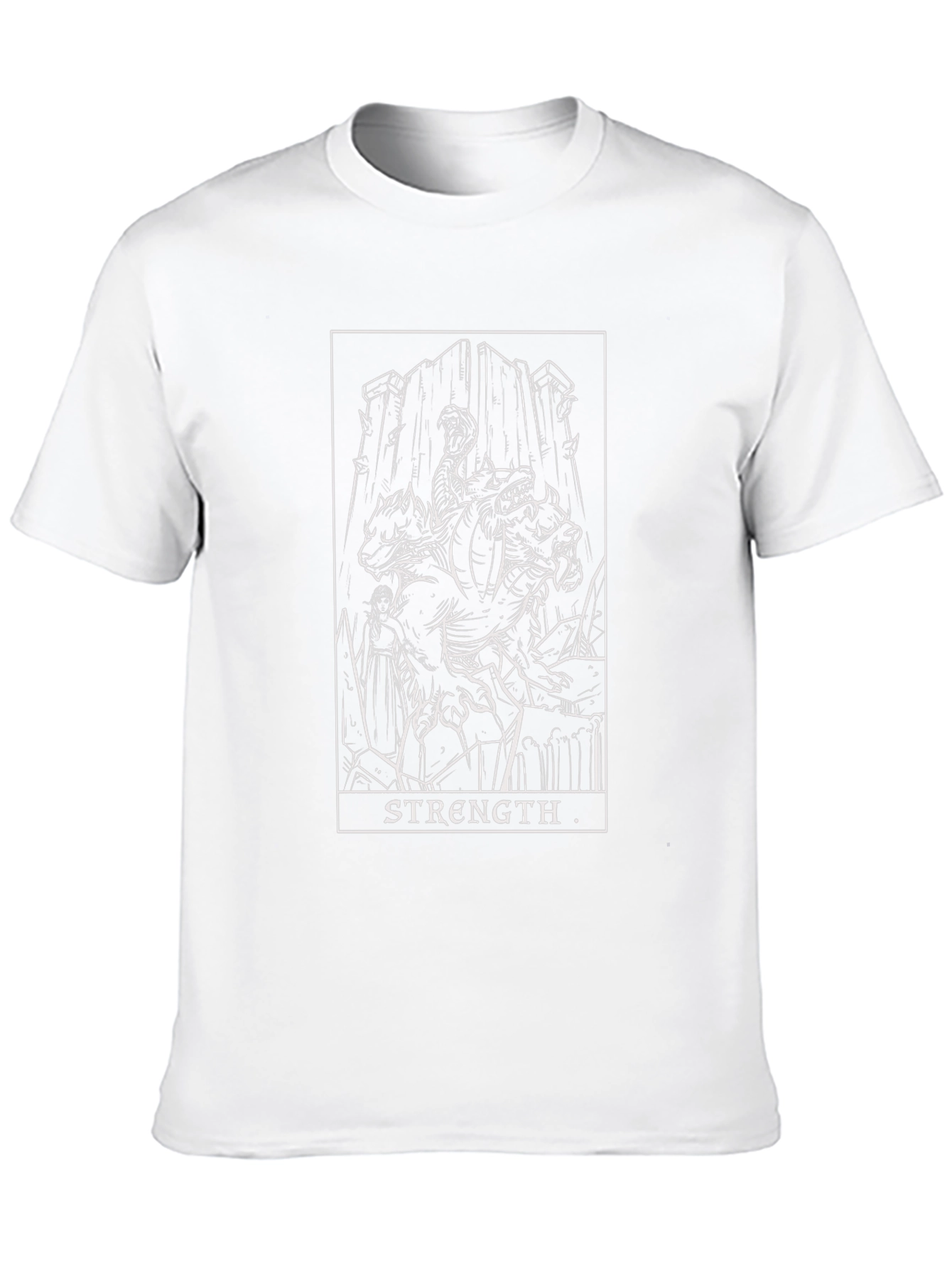 Strength Tarot Card Graphic Print Black T-Shirt