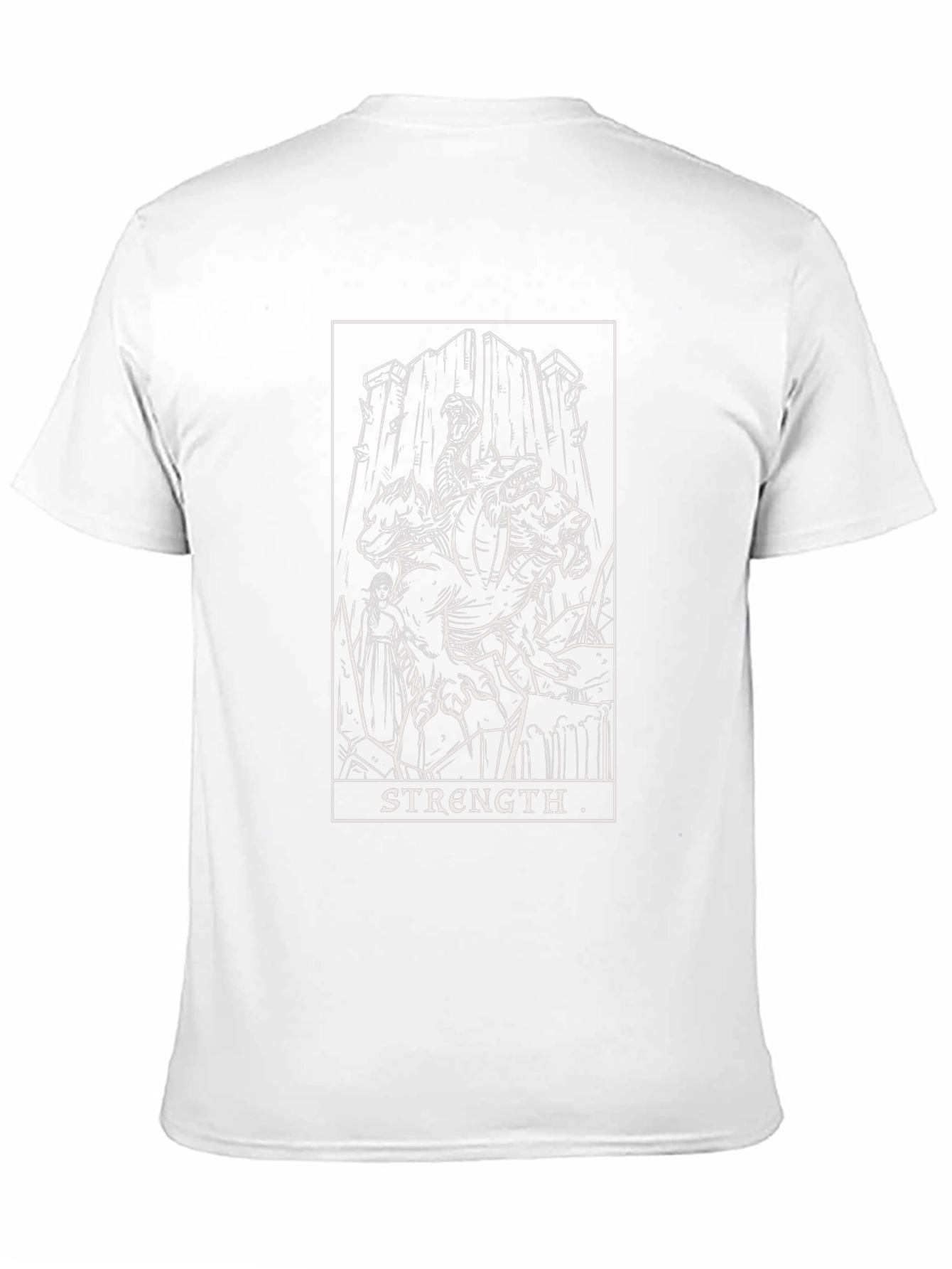 Strength Tarot Card Graphic Print Black T-Shirt