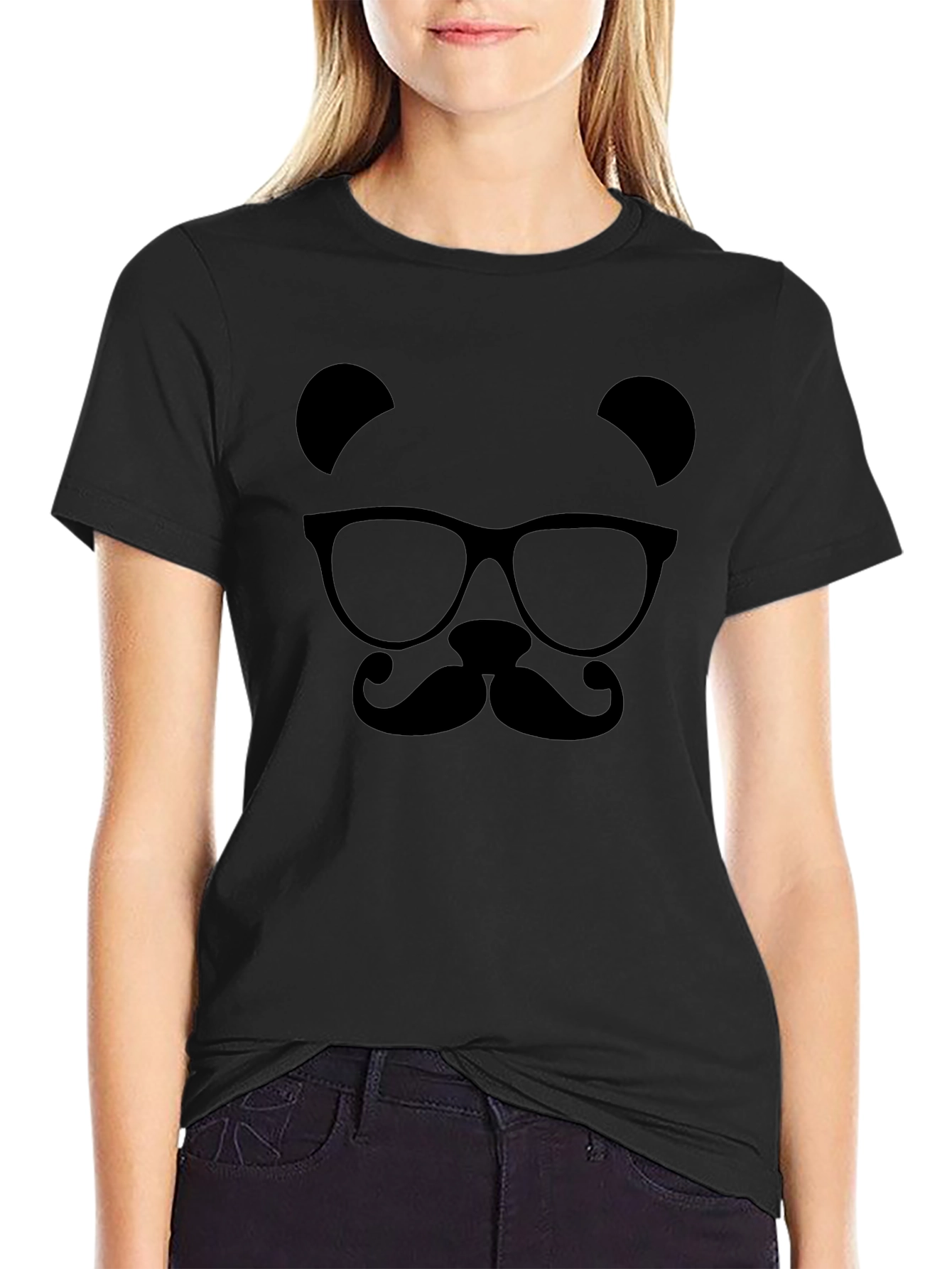 Mens Black Panda Bear Graphic Tee
