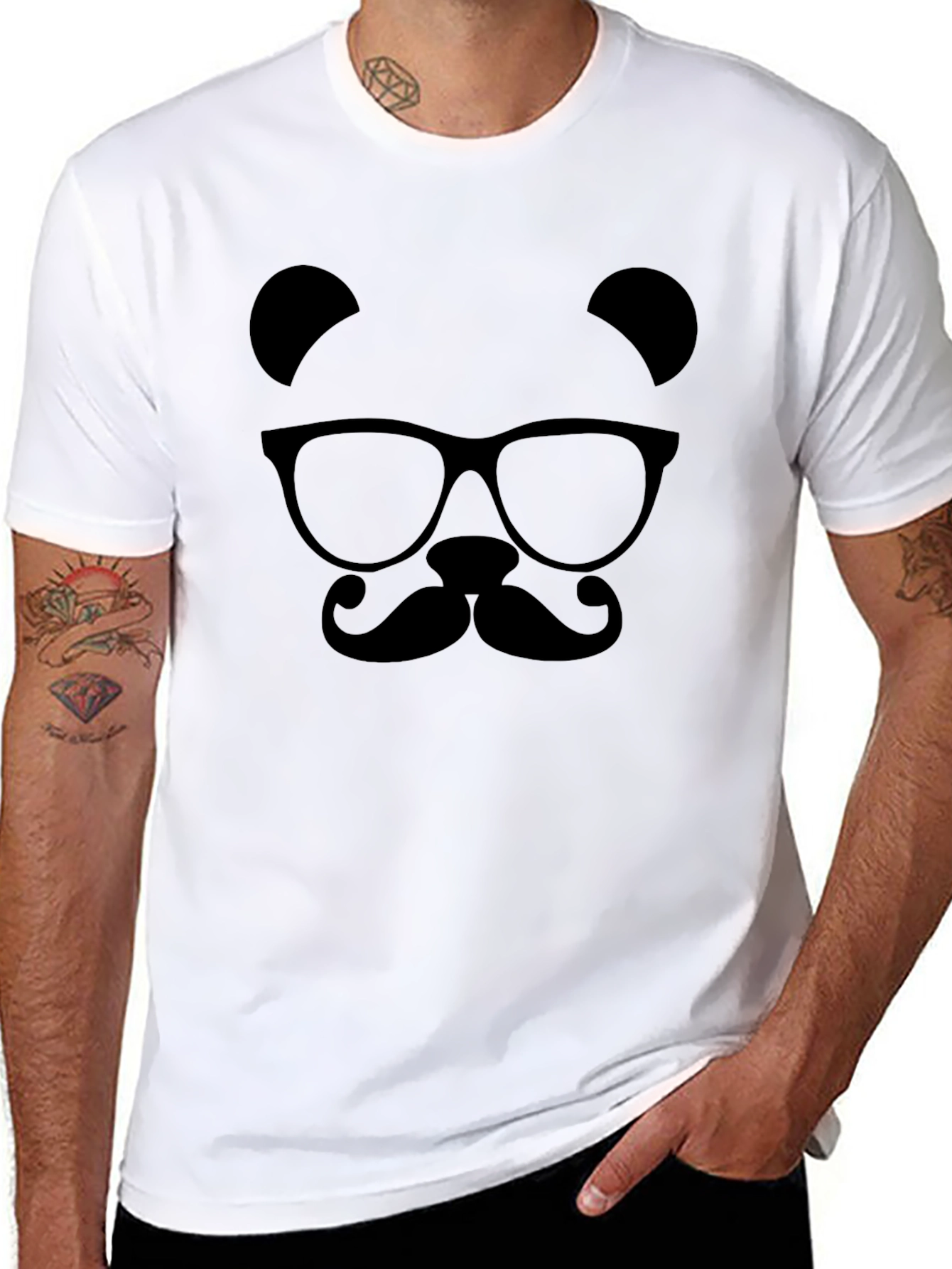 Mens Black Panda Bear Graphic Tee