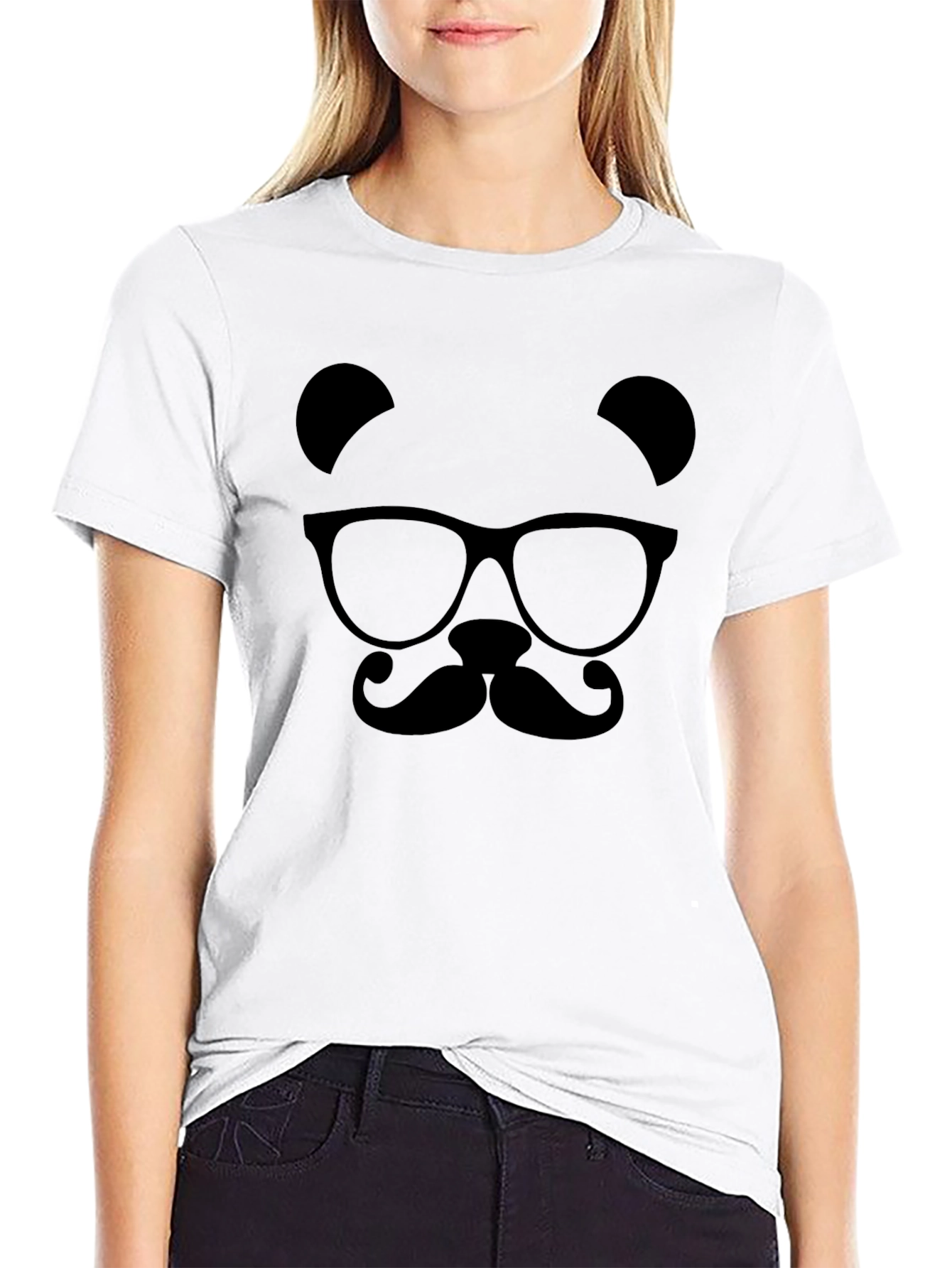 Mens Black Panda Bear Graphic Tee