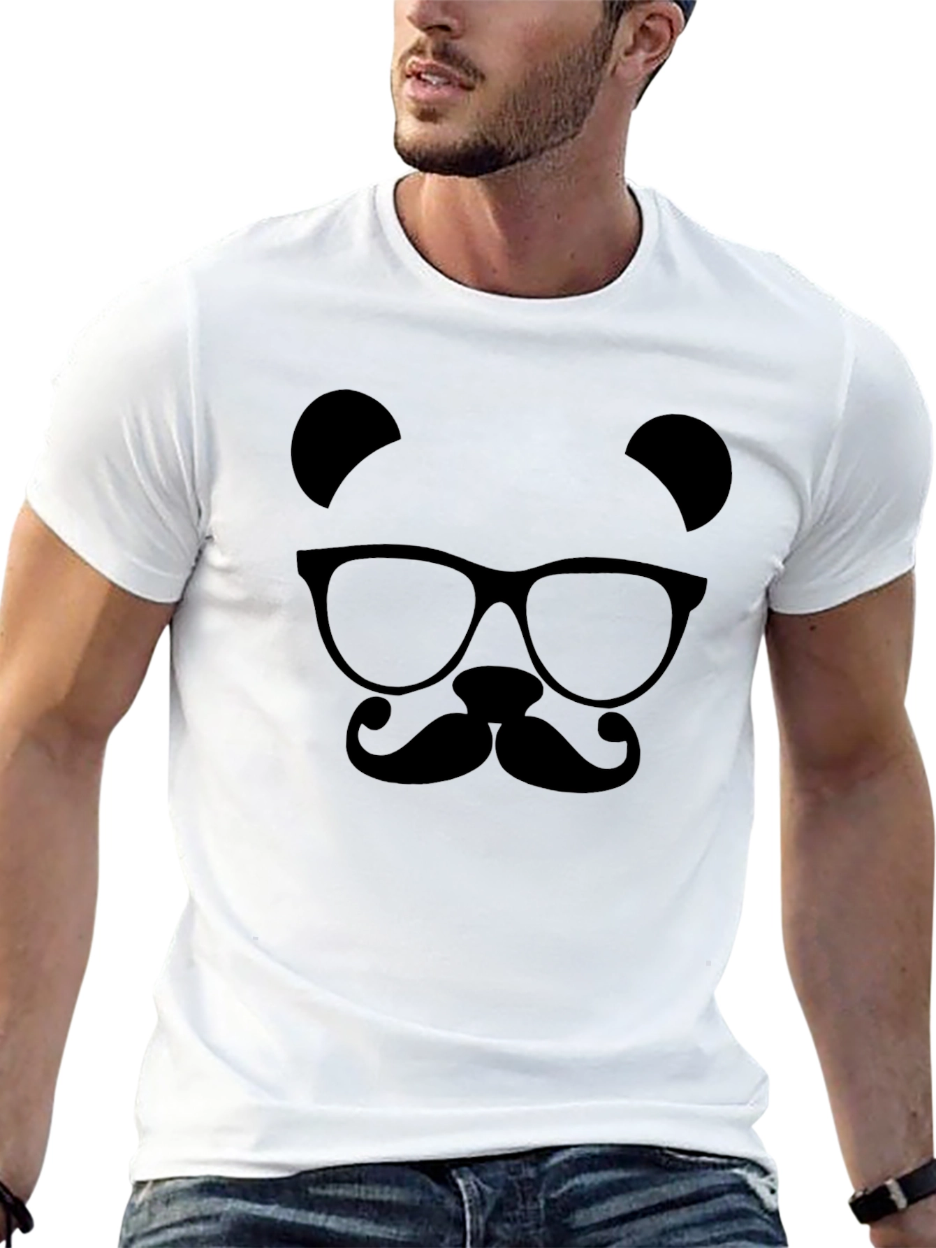 Mens Black Panda Bear Graphic Tee