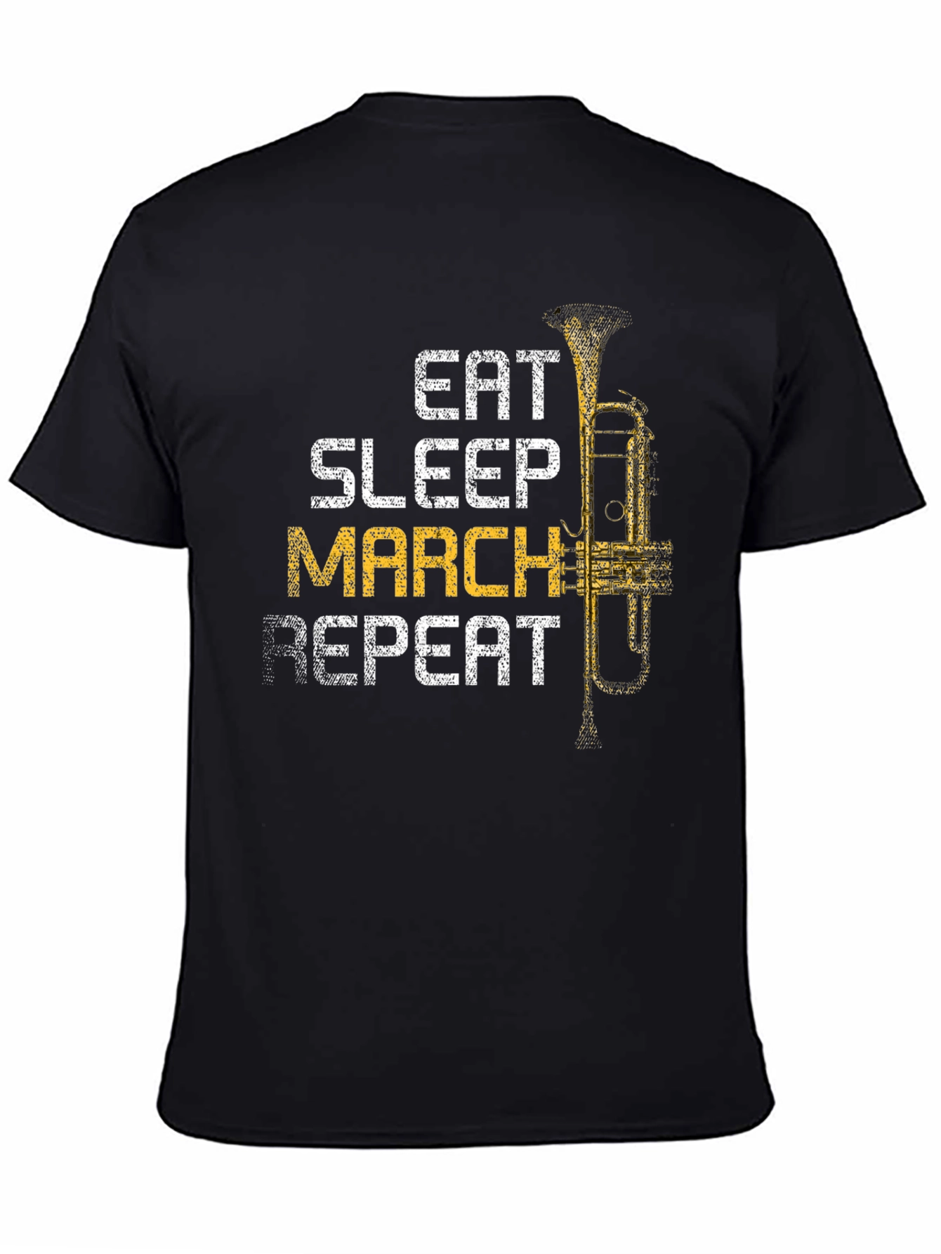 Eat Sleep March Repeat Black Graphic T-Shirt