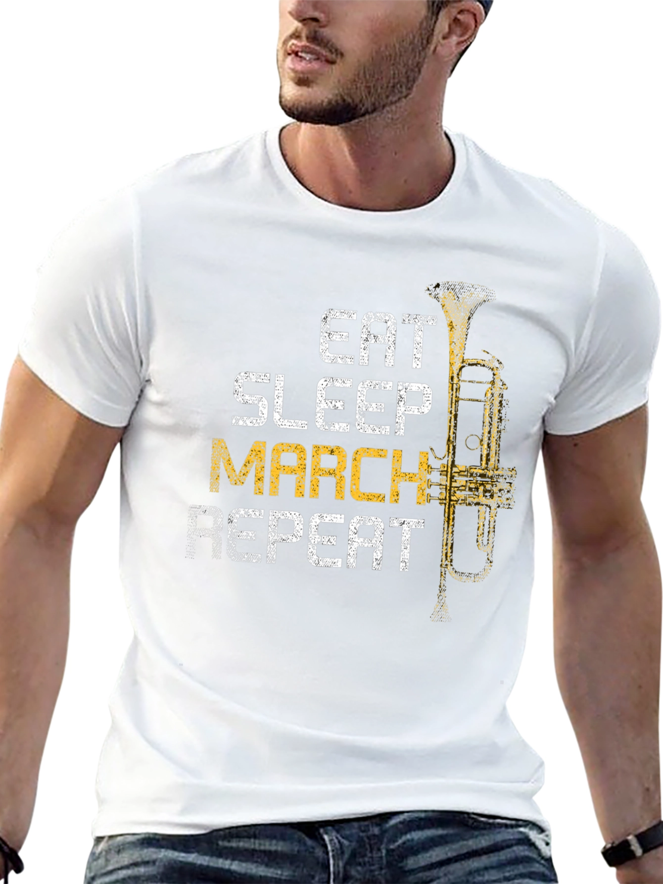 Eat Sleep March Repeat Black Graphic T-Shirt