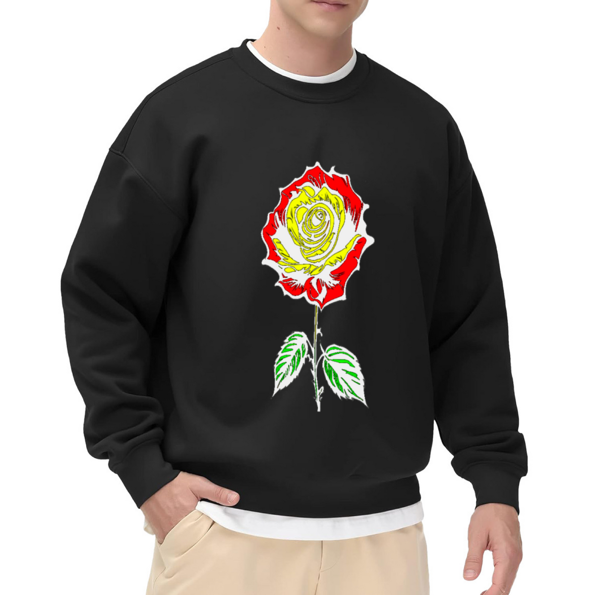 Rose Flower Botanical Graphic ԲÁìÎÀÒÂ - Unique Design Pullover Sweatshirt