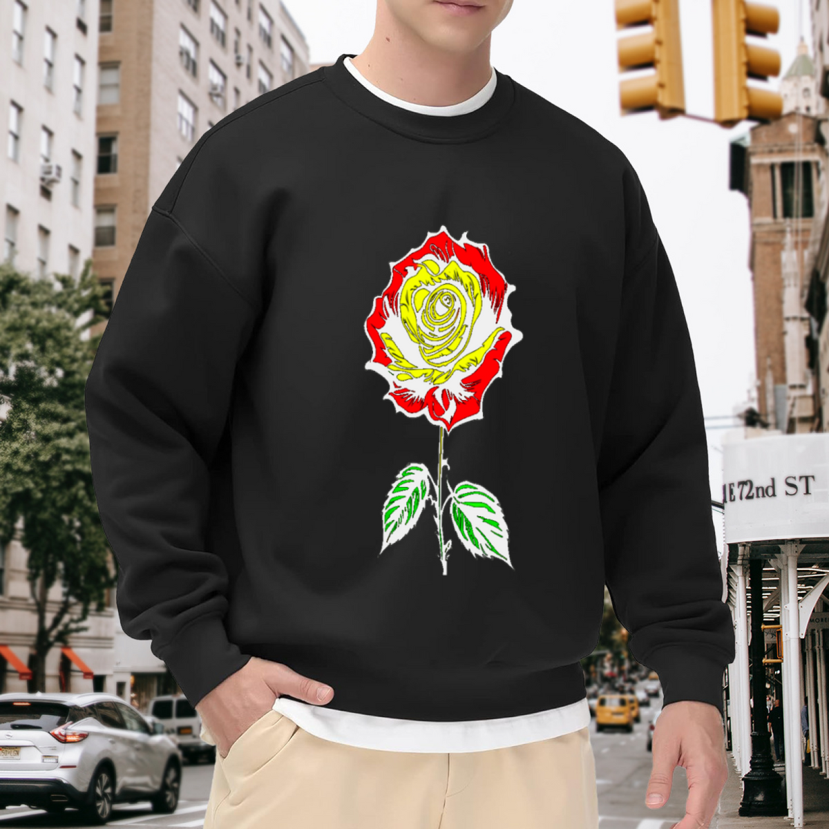 Rose Flower Botanical Graphic ԲÁìÎÀÒÂ - Unique Design Pullover Sweatshirt