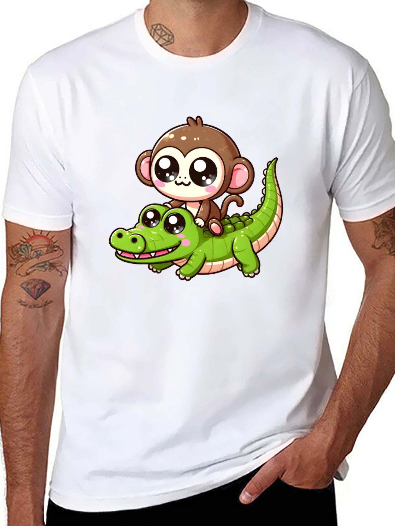 Monkey Riding Alligator Graphic Tee