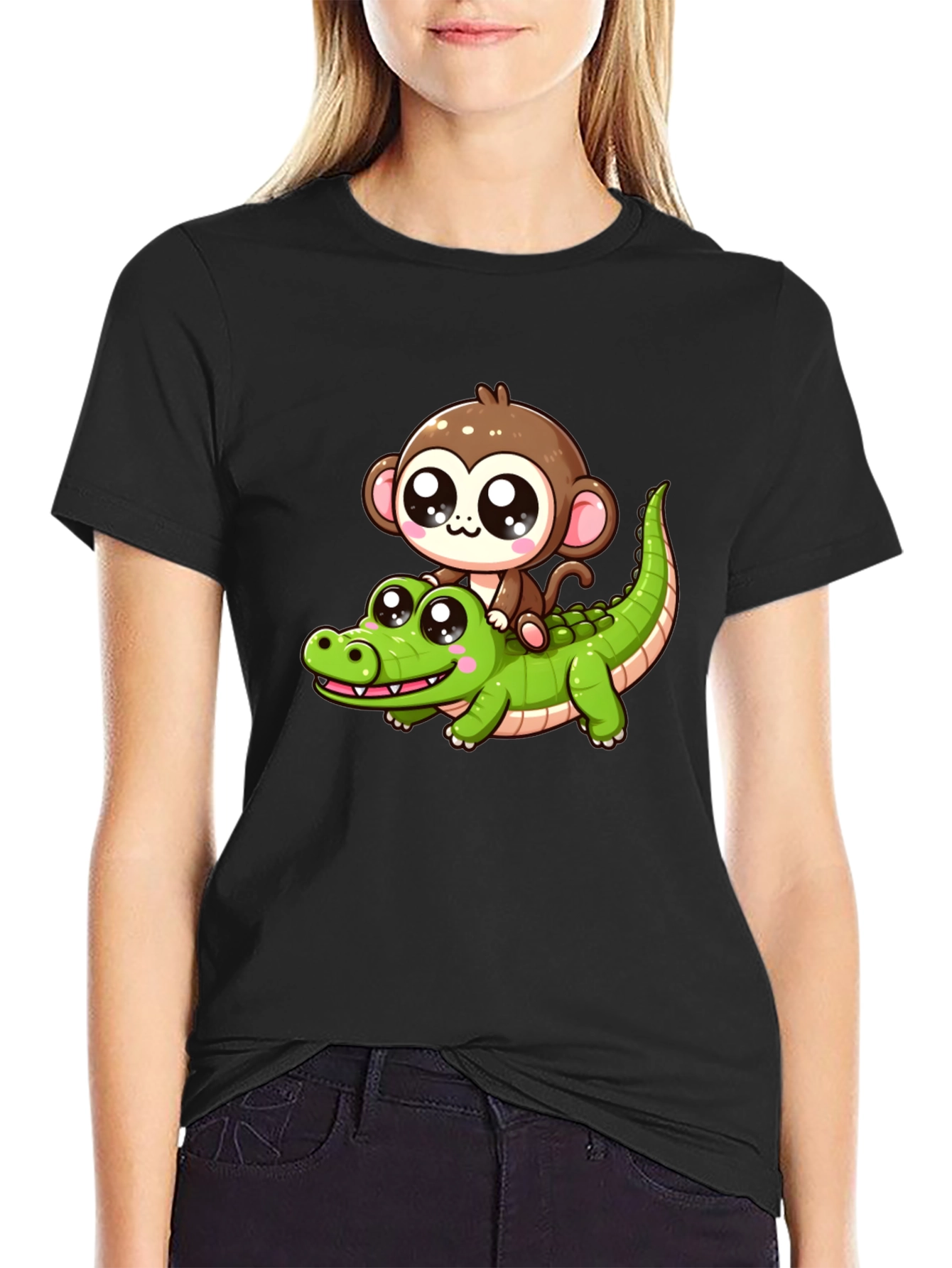Monkey Riding Alligator Graphic Tee