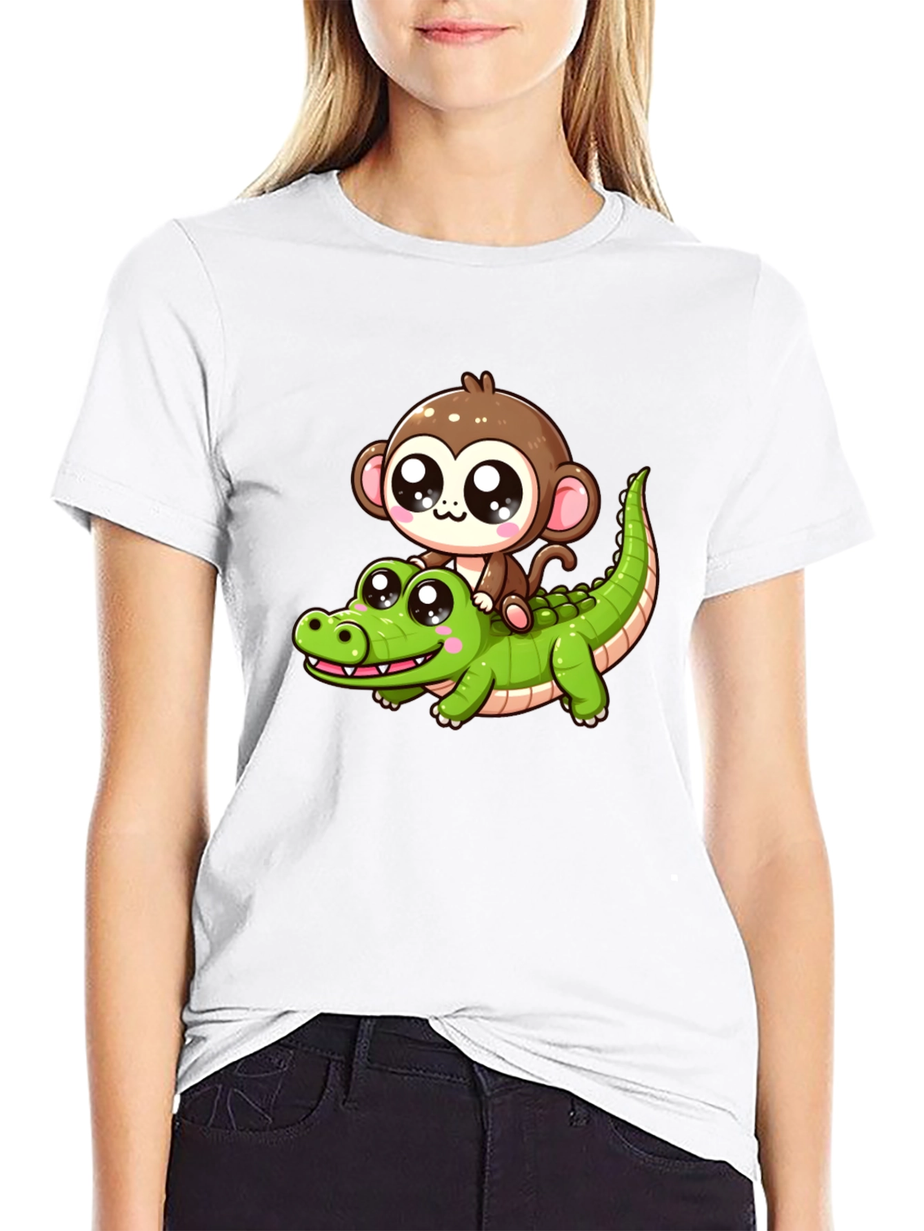 Monkey Riding Alligator Graphic Tee