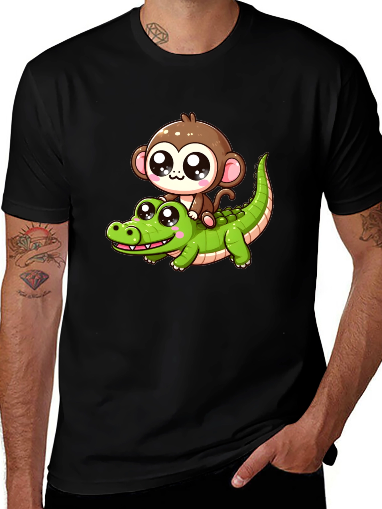 Monkey Riding Alligator Graphic Tee