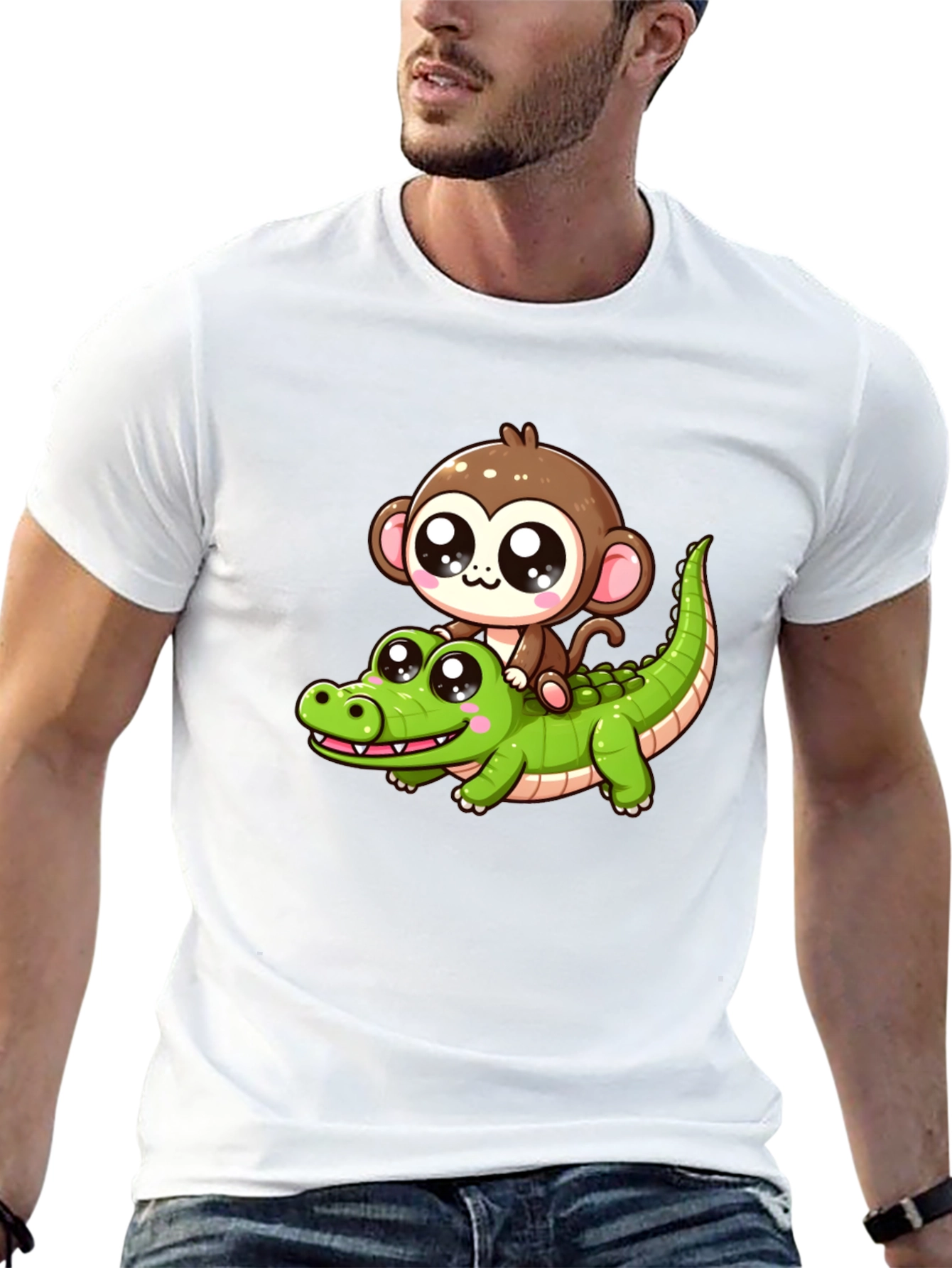 Monkey Riding Alligator Graphic Tee